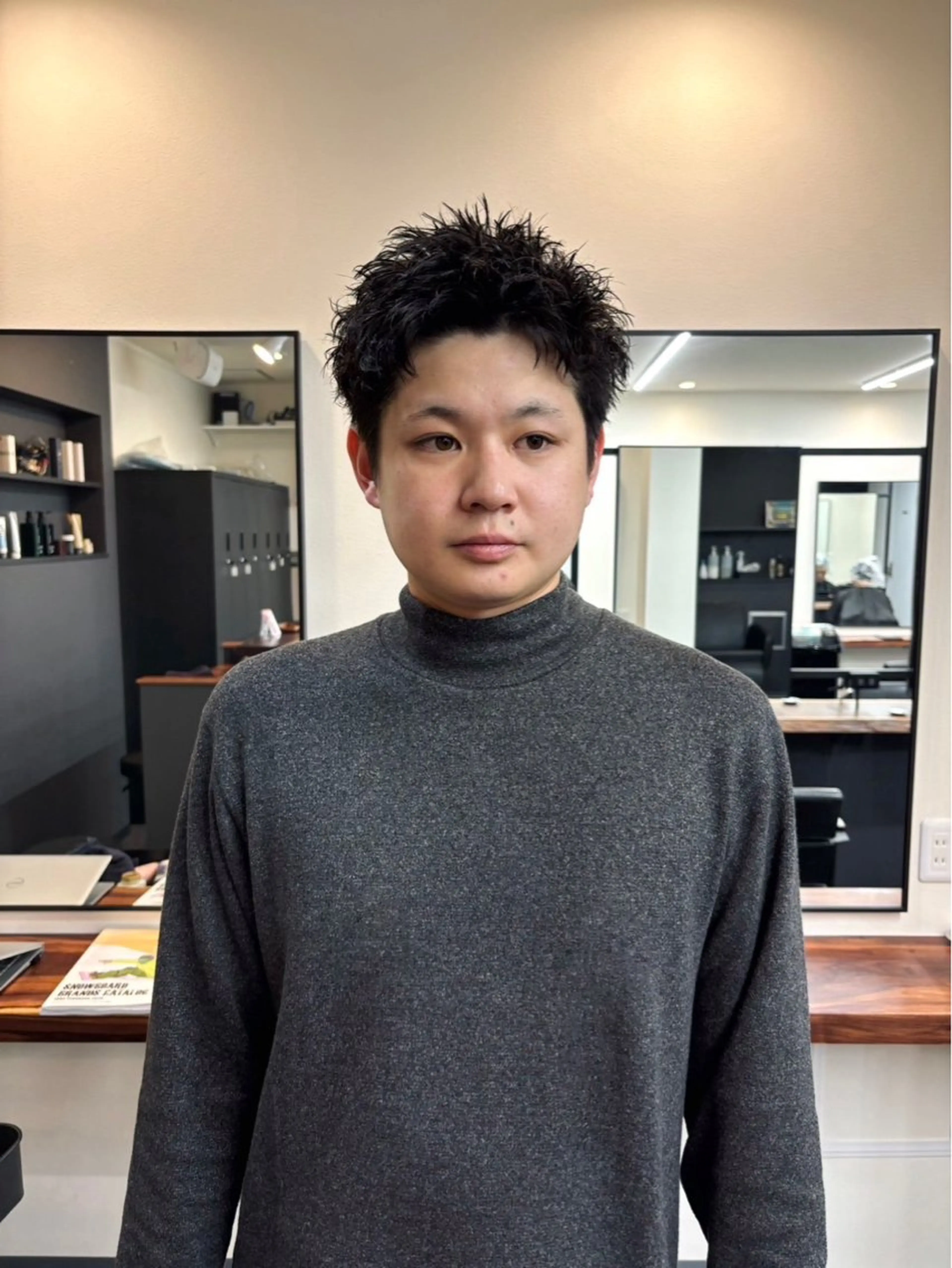 パーマ メンズ カット パーマ スパイキーパーマ 柏NO1 藤本葉のヘアスタイル