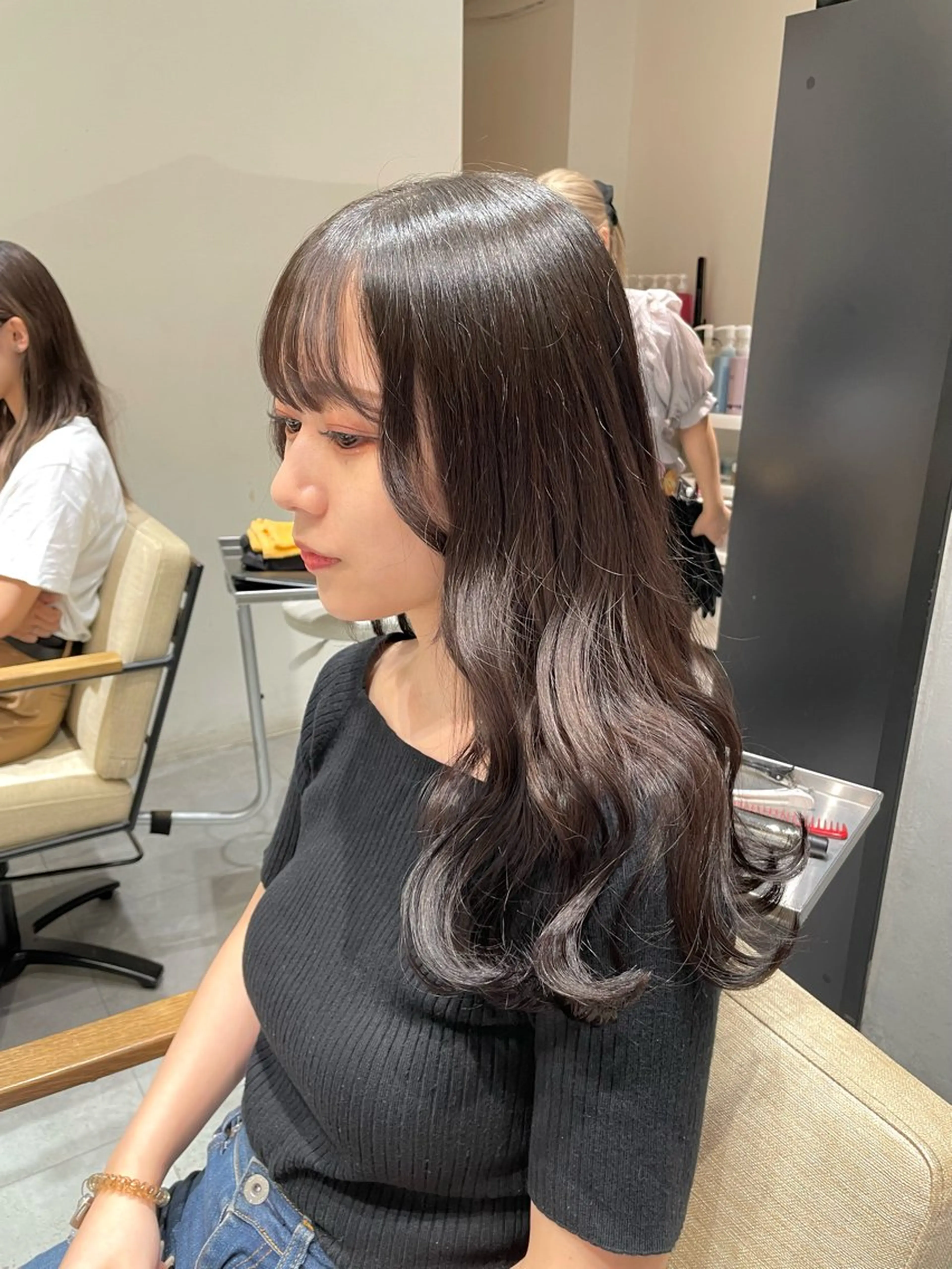 ロング カラー ブラウンカラー ナチュラルブラウン 髪質改善 トリートメント fuka/梅田/ ミルクティーベージュのヘアスタイル