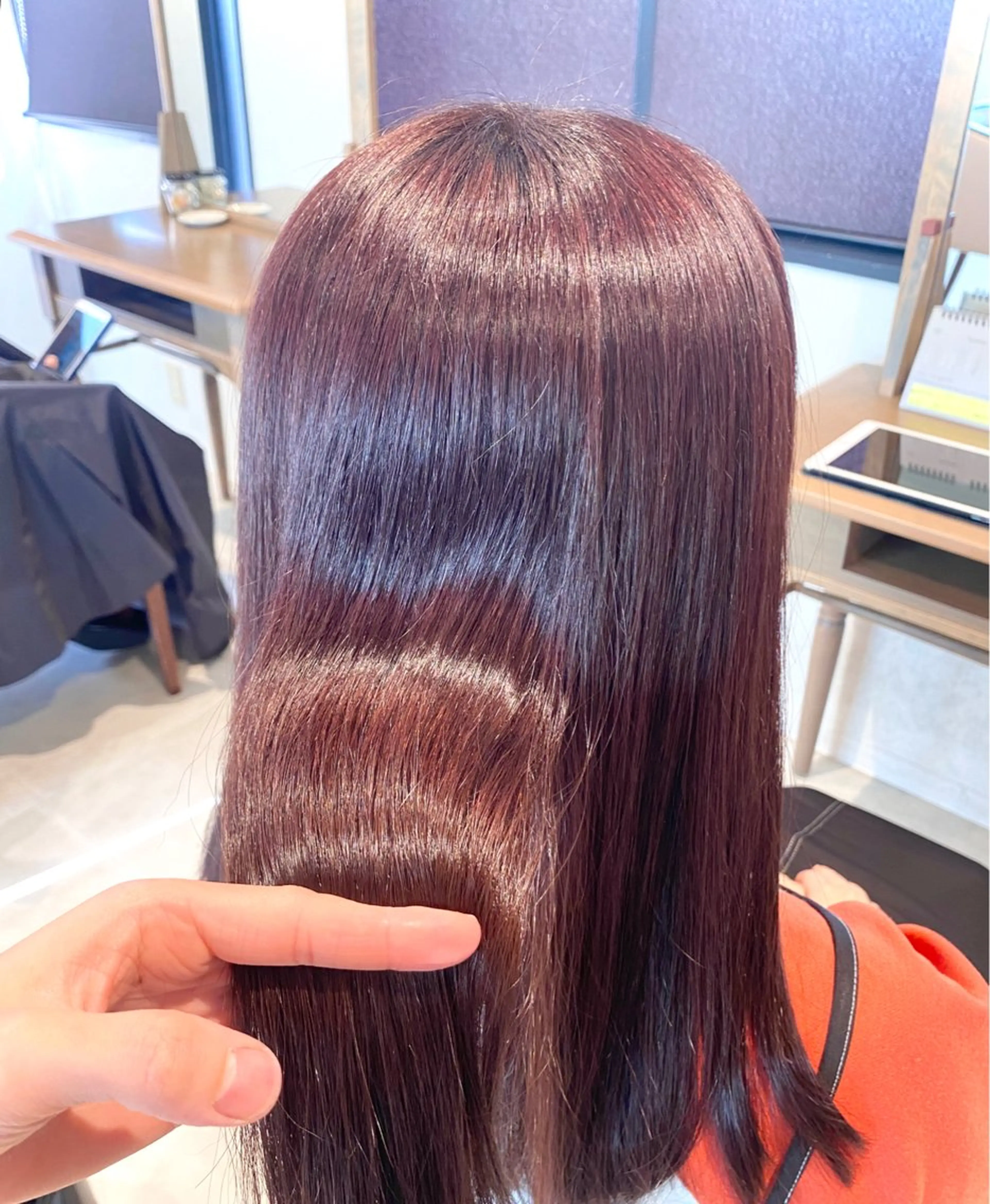 ロング カラー ブラウンカラー ピンクカラー ピンクブラウン カット ヘアカラー トリートメント ブリーチなしWカラー /酸性ストレート河本のヘアスタイル