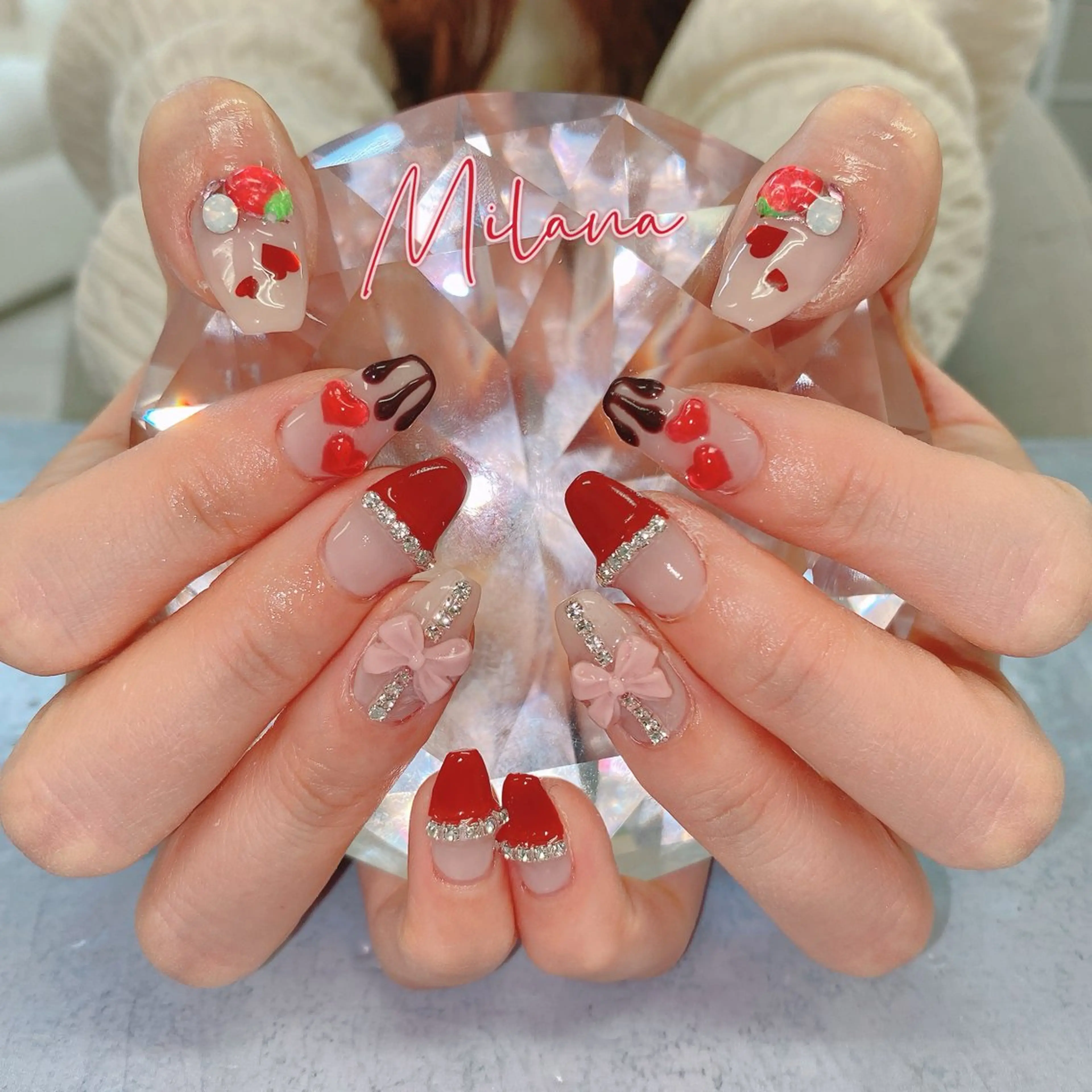 ネイル バレンタイン ハンドネイル Milana （研修生メニュー）のネイルデザイン