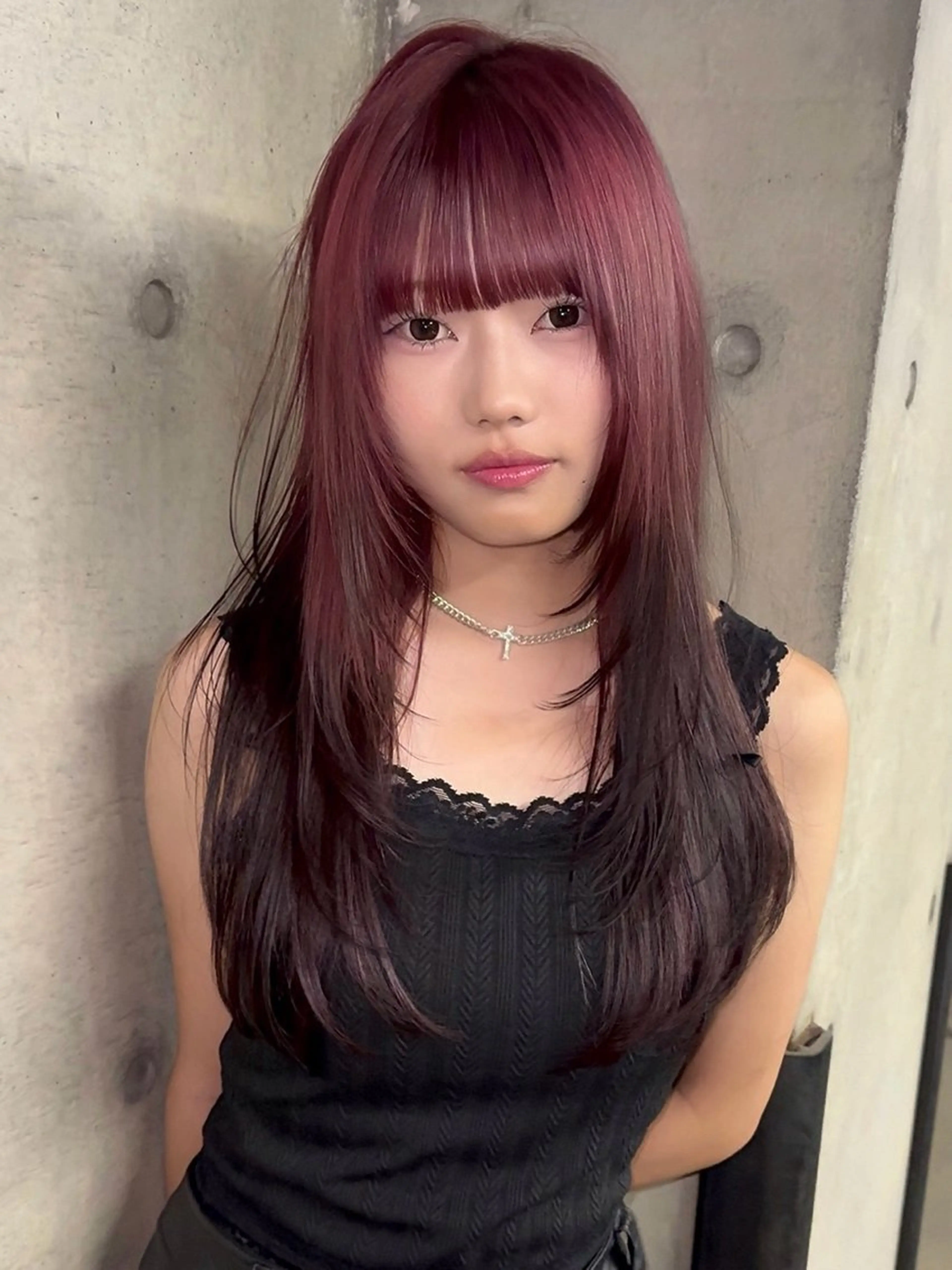 ロング ボブ くびれヘア ハッシュカット 髪質改善 韓国風ヘア カット ヘアカラー AIVAN所属・レイヤーカット 【瑠己】のヘアスタイル