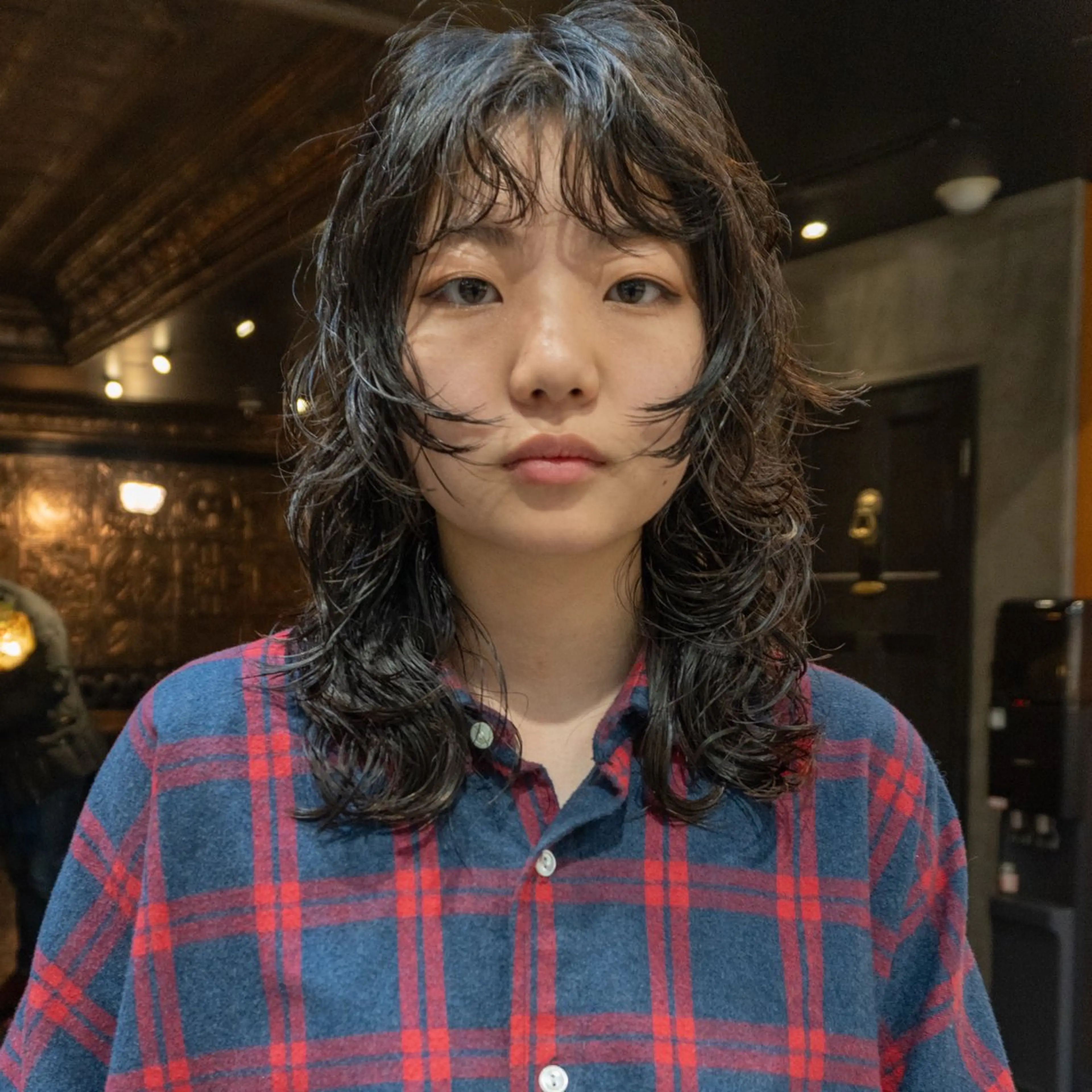 セミロング パーマ セミロングパーマ レイヤーカット ウルフカット カット パーマ トリートメント ニュアンスデザイン/ SHOUTOのヘアスタイル