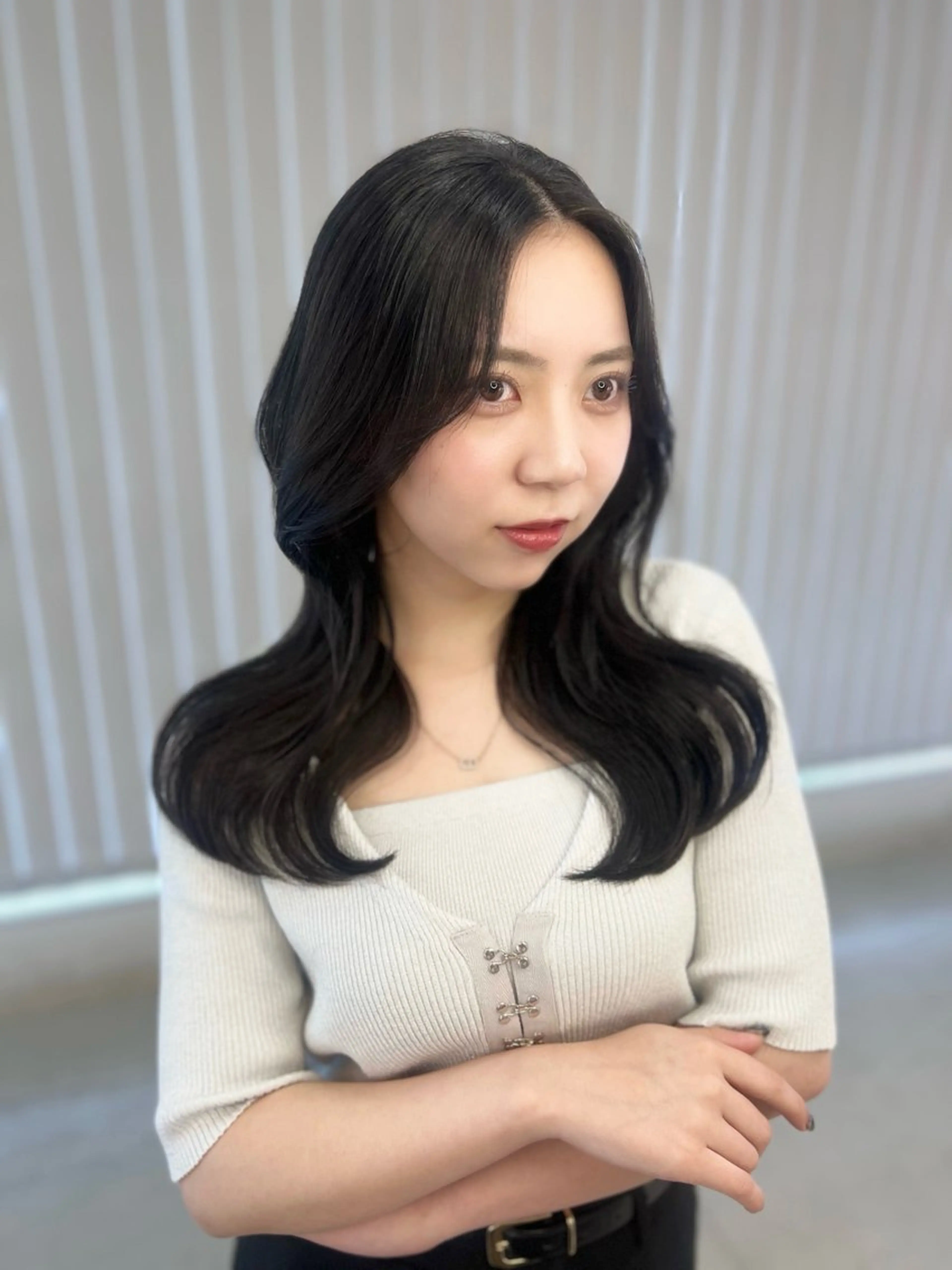 ロング カット ヘアカラー トリートメント 韓国風顔まわり/ベー ジュ/マツエク♡美咲のヘアスタイル