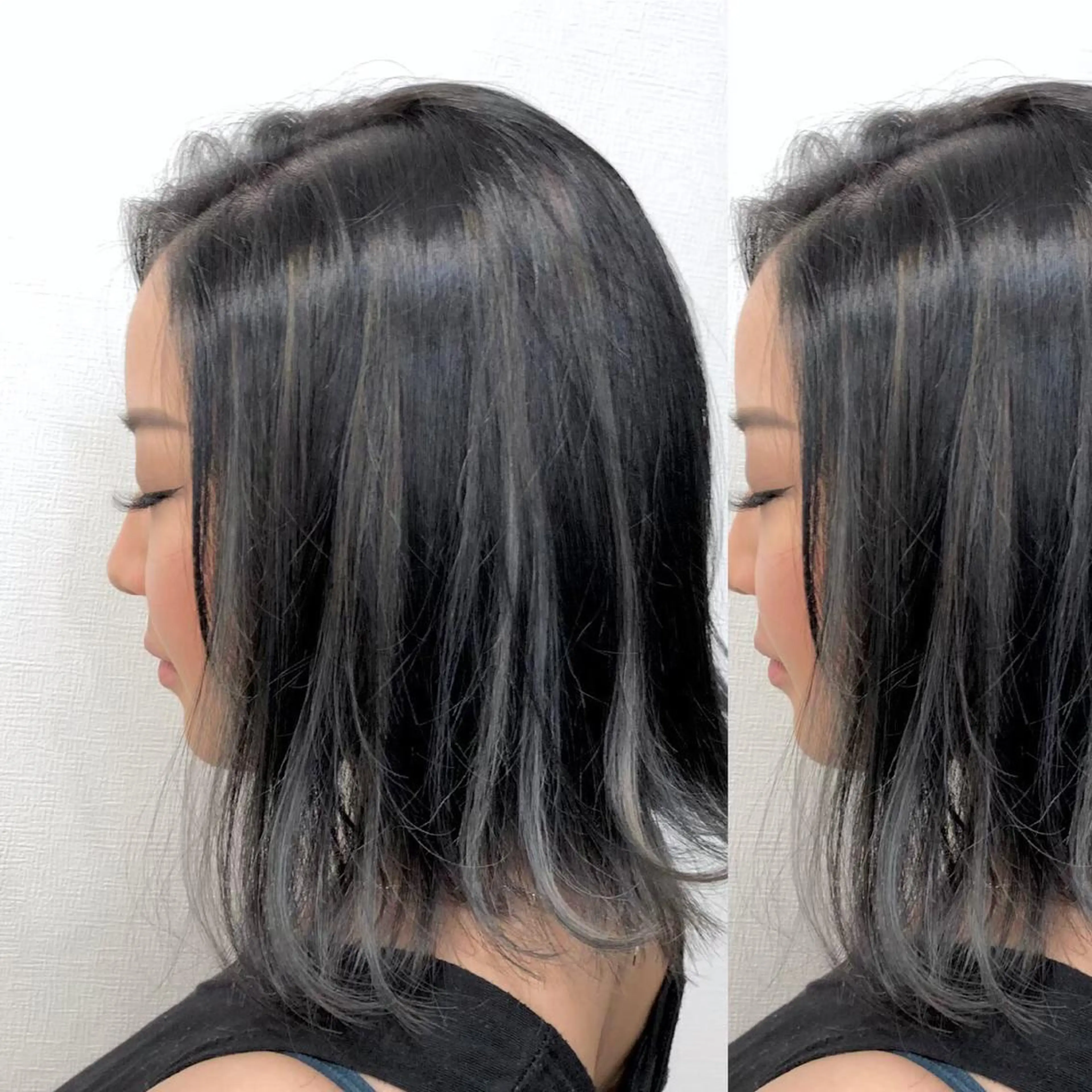 ミディアム カラー JuNブリーチに 縮毛矯正するプロのヘアスタイル