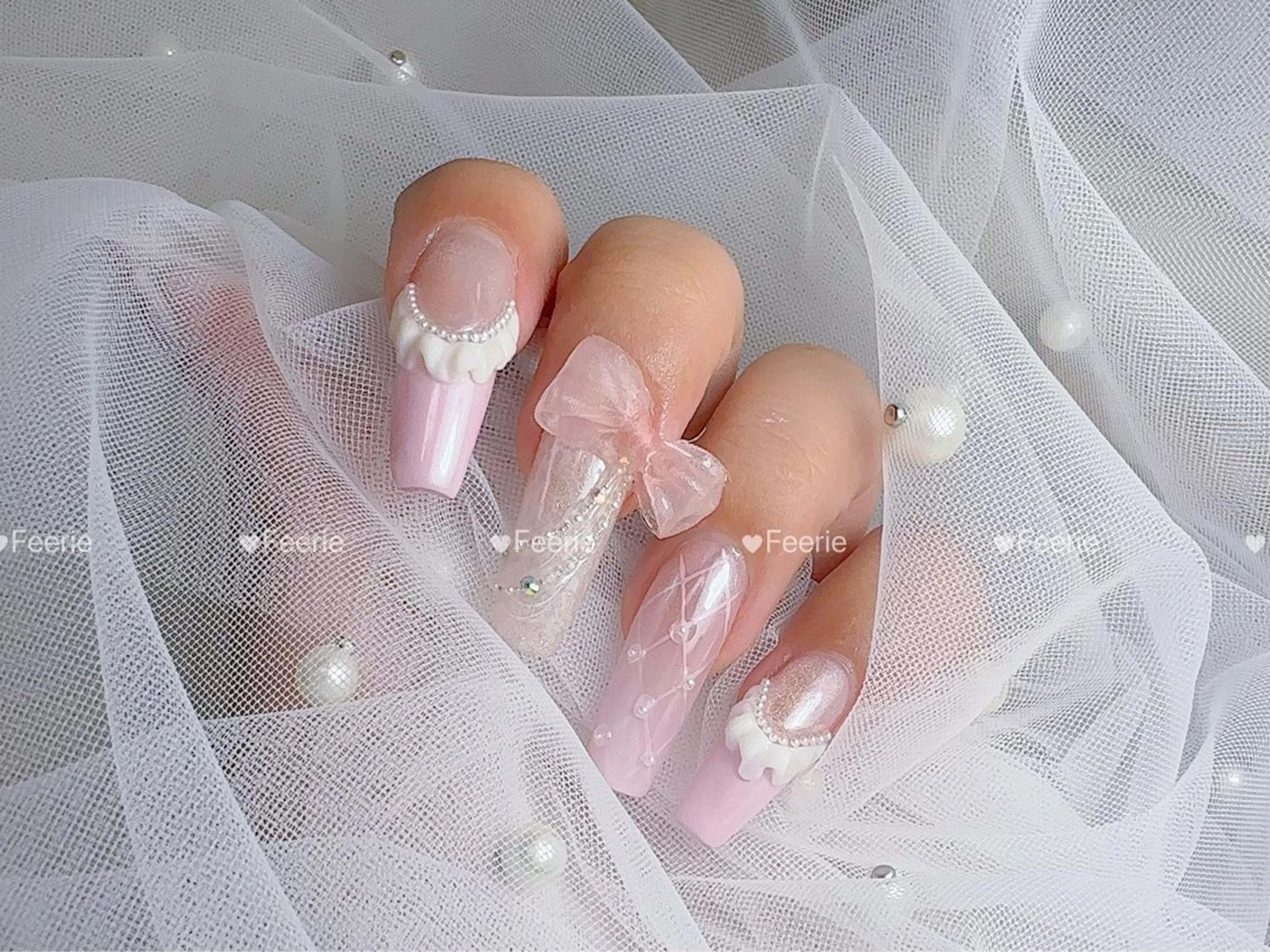 ネイル 成人式 長さ出し フットネイル フレンチネイル ジェルネイル ハンドネイル ハンドケア nail salon Feerieのネイルデザイン