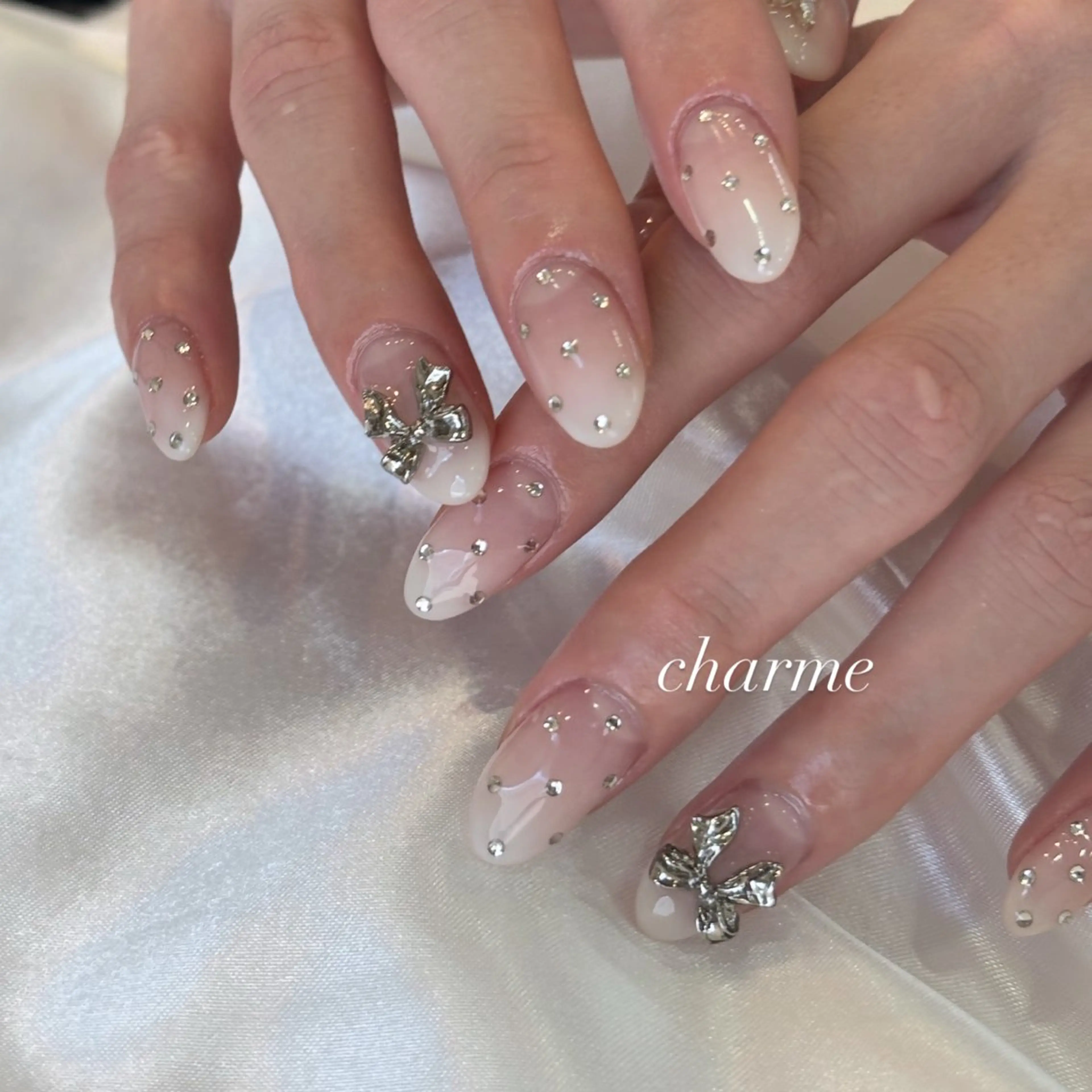 ネイル リボン ハンドネイル charme nailのネイルデザイン