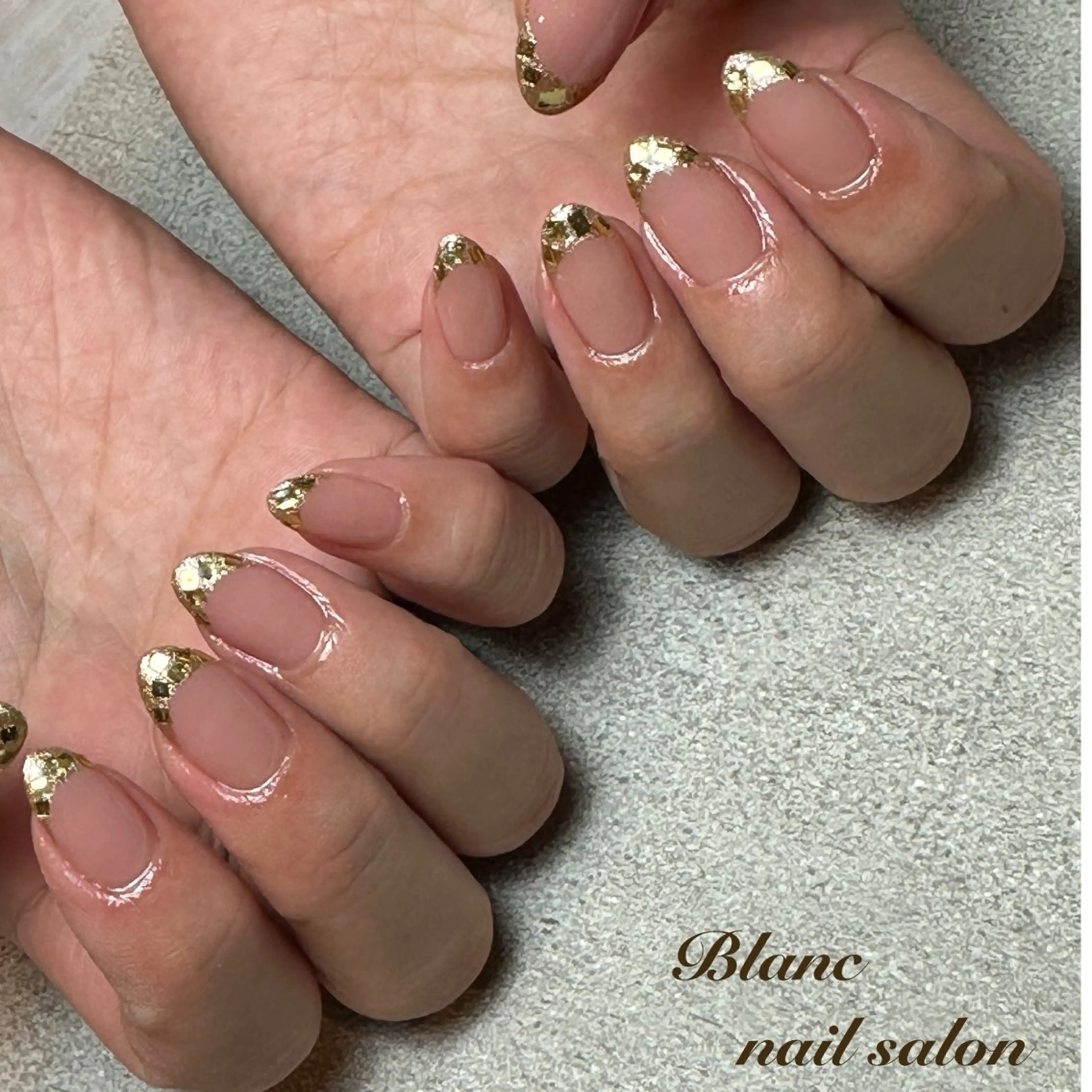 ネイル フレンチネイル ガラスフレンチ Blanc ブランのネイルデザイン