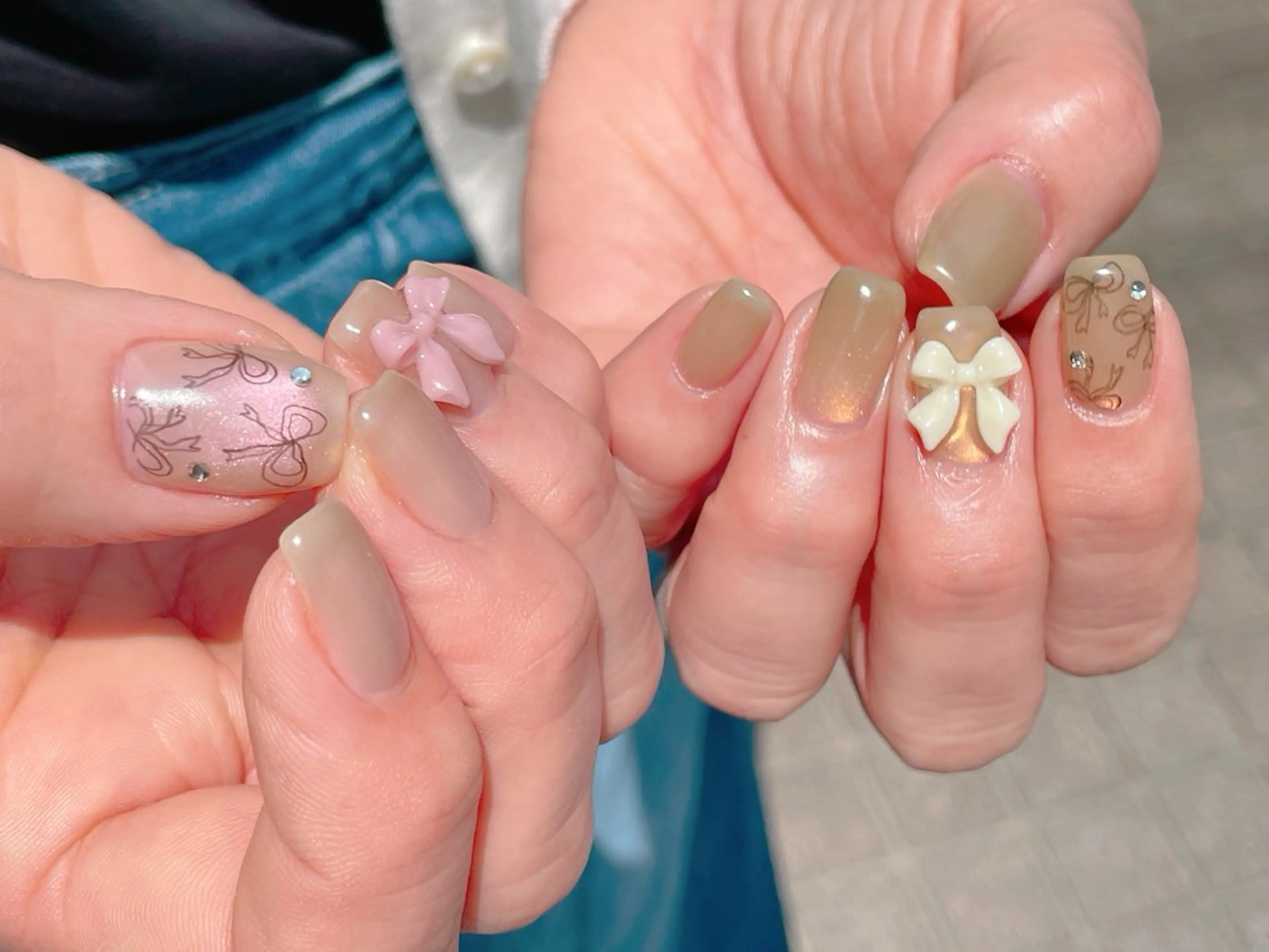 ネイル ジェルネイル マグネットネイル ニュアンスネイル パラジェル リボン nailroom  OHANA所属・nailroom OHANA🌴のネイルデザイン