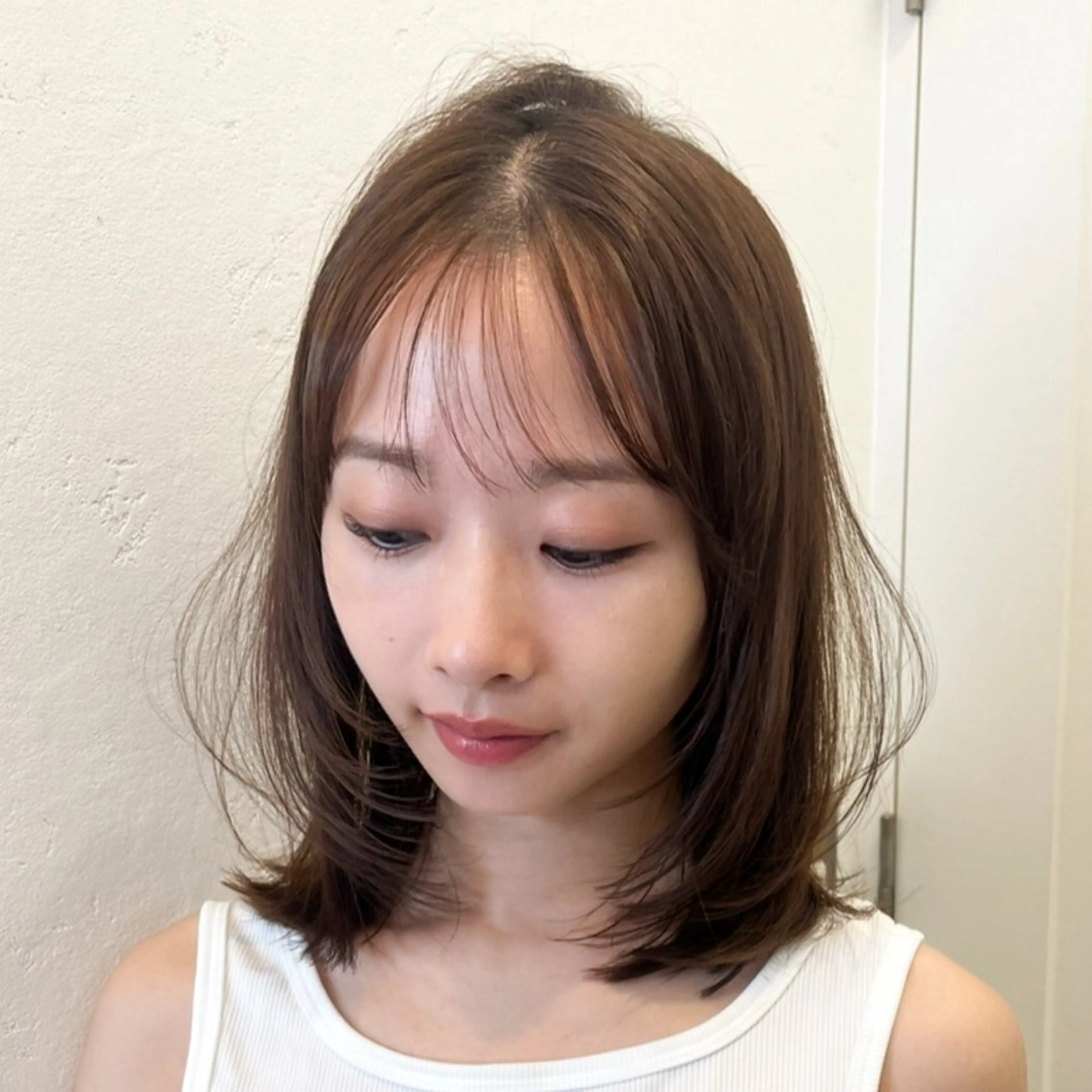 ミディアム カラー カット ヘアカラー トリートメント ヘッドスパ 山崎/ボブ縮毛矯正 レイヤー髪質改善のヘアスタイル