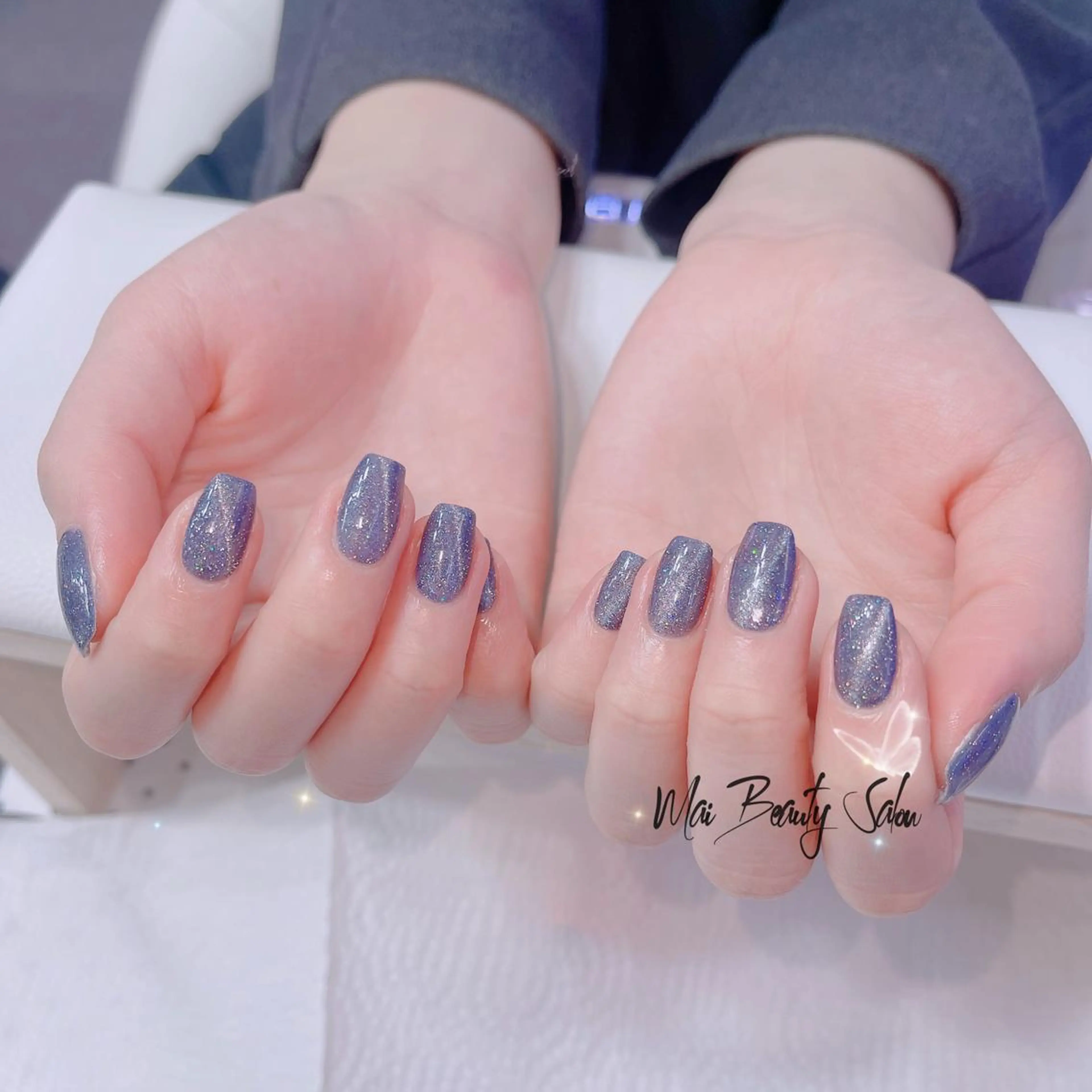 ネイル オーロラネイル 長さ出し フラッシュネイル フレンチネイル ジェルネイル MaiBeauty Niのネイルデザイン