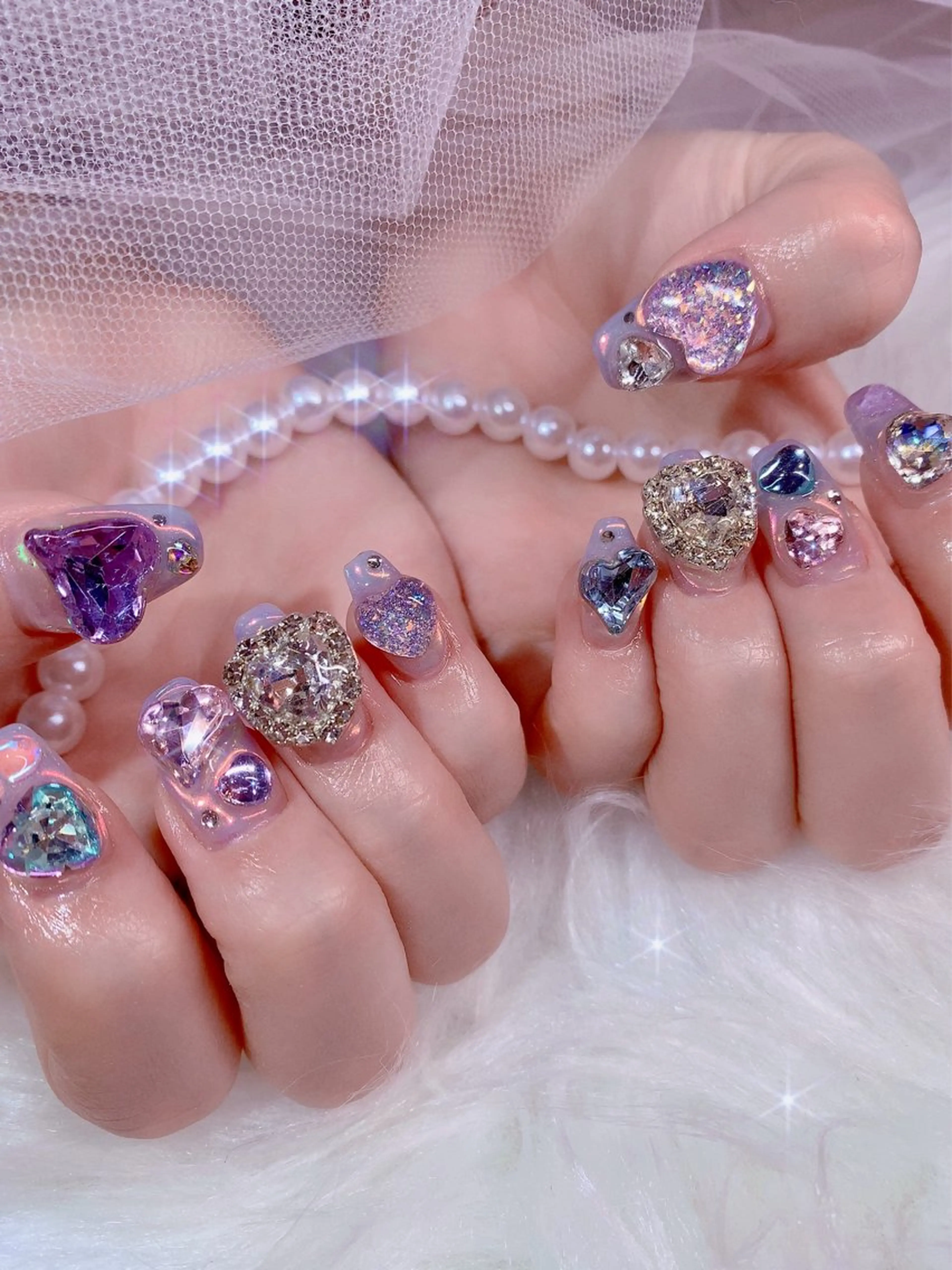 💖【ハンド】ゴテゴテ全種パーツ付け放題《✖️オフなし》♡クリスタル系パーツ含め♡の写真