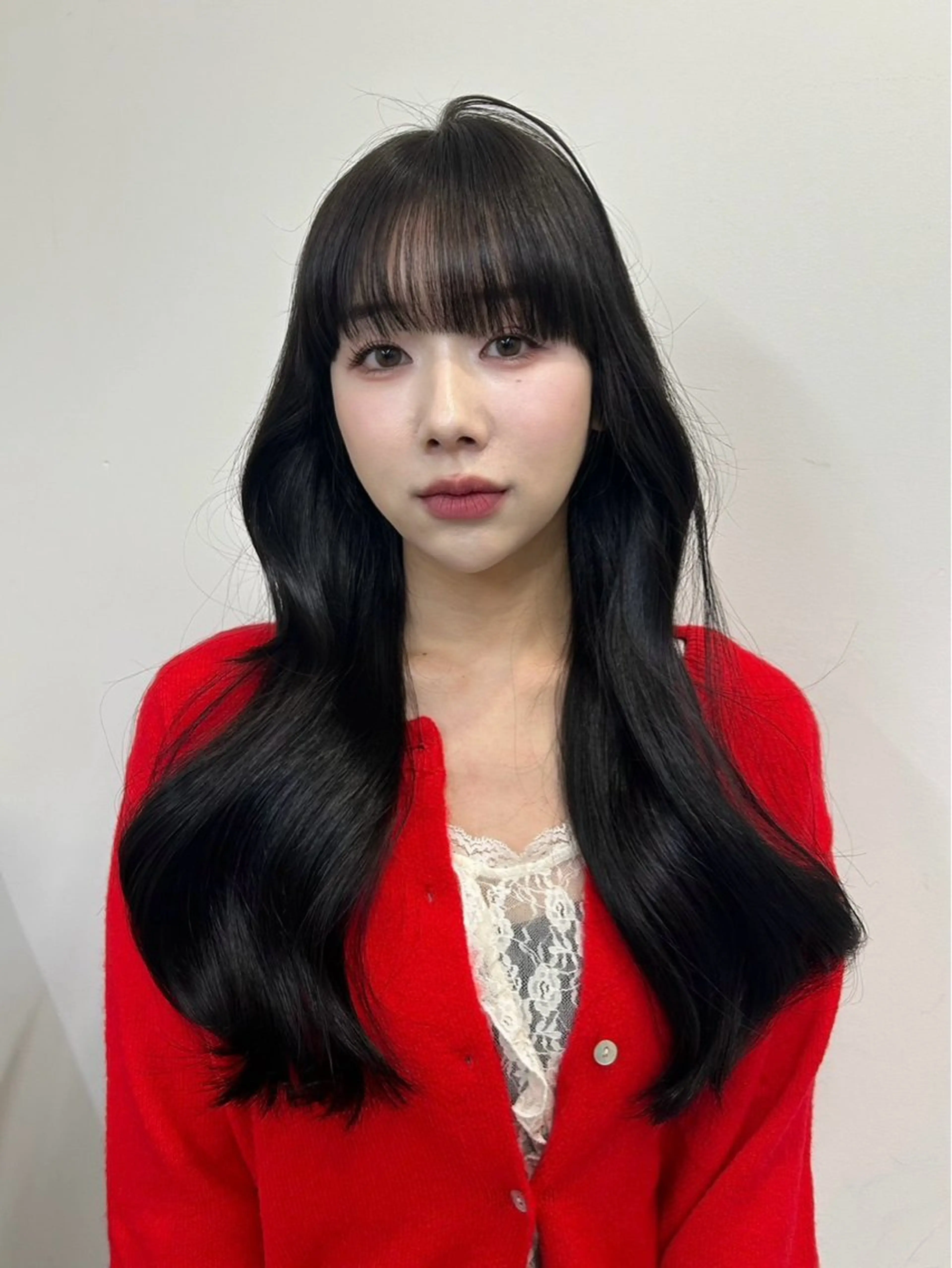 ロング ボブ 顔まわりレイヤー 韓国風ヘア レイヤーカット ロング ヘアカラー トリートメント sunc所属・梅田l大人韓国ヘア レイヤー×艶カラーのヘアスタイル