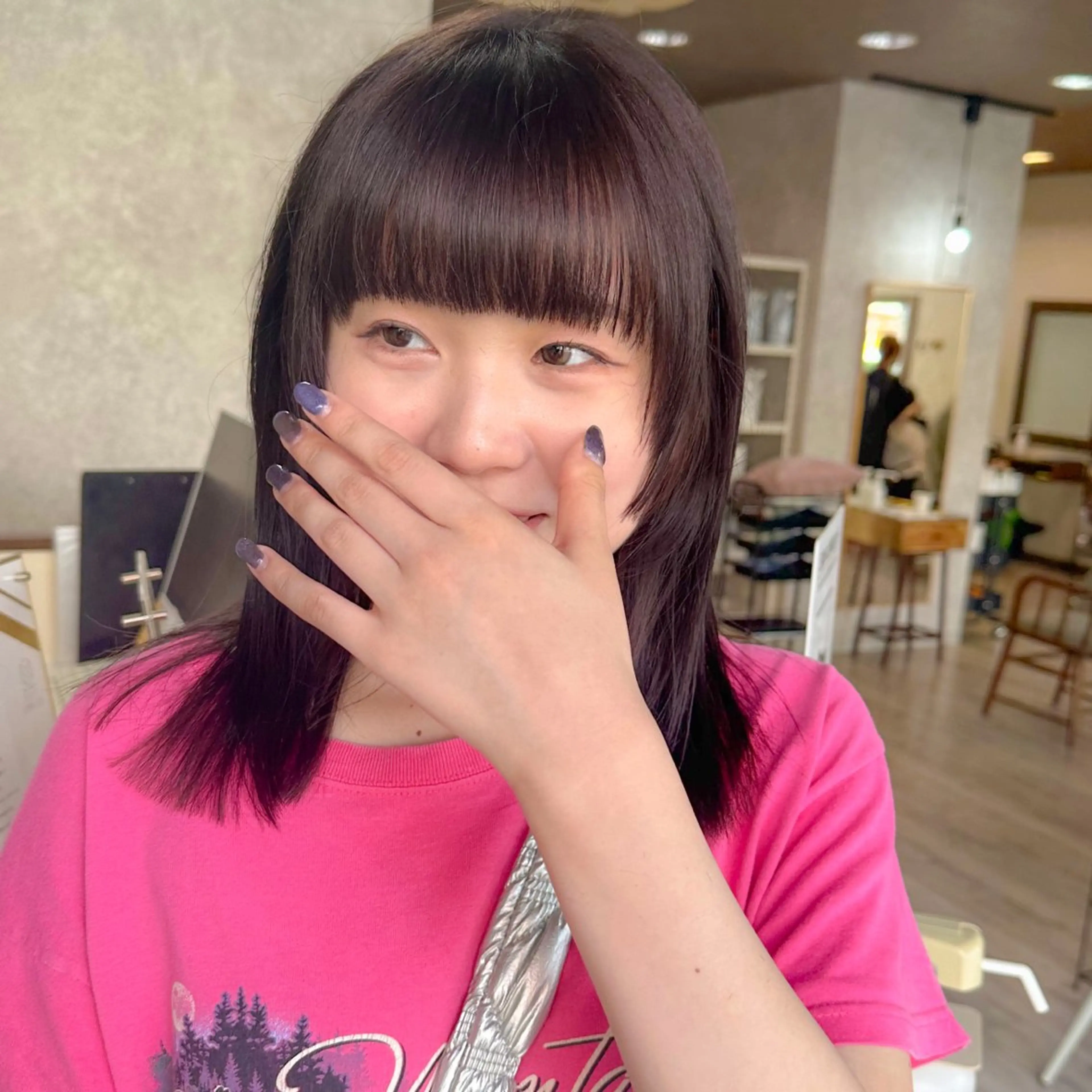 ミディアム カラー ブリーチ カシス ブリーチなしカラー ヘアカラー トリートメント 高橋 みく/ minim 暖色のヘアスタイル