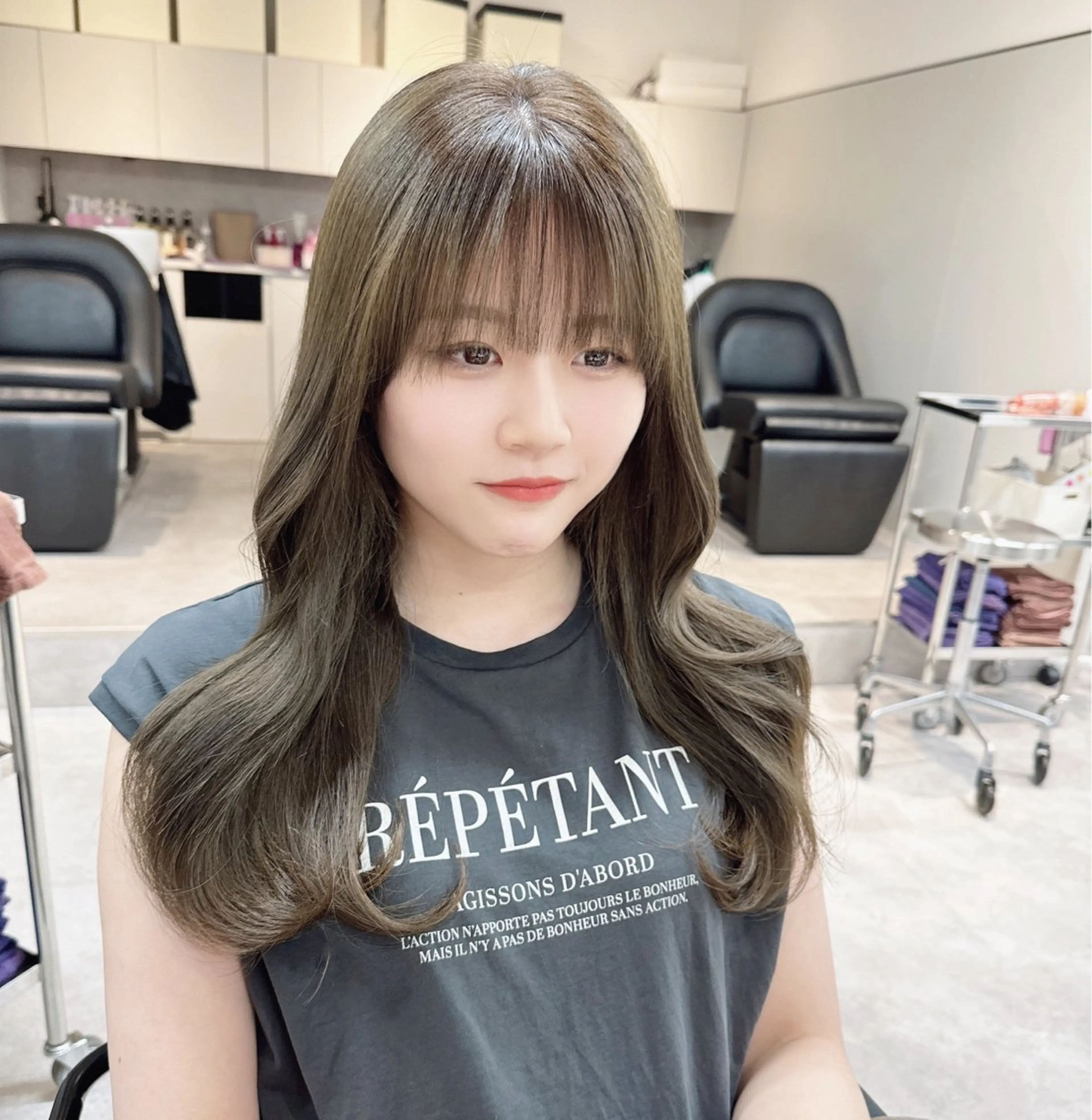 ロング くびれヘア 顔周りカット 韓国風ヘア レイヤーカット 似合わせカット 透明感カラー🩵 レイヤーカット/韓国のヘアスタイル