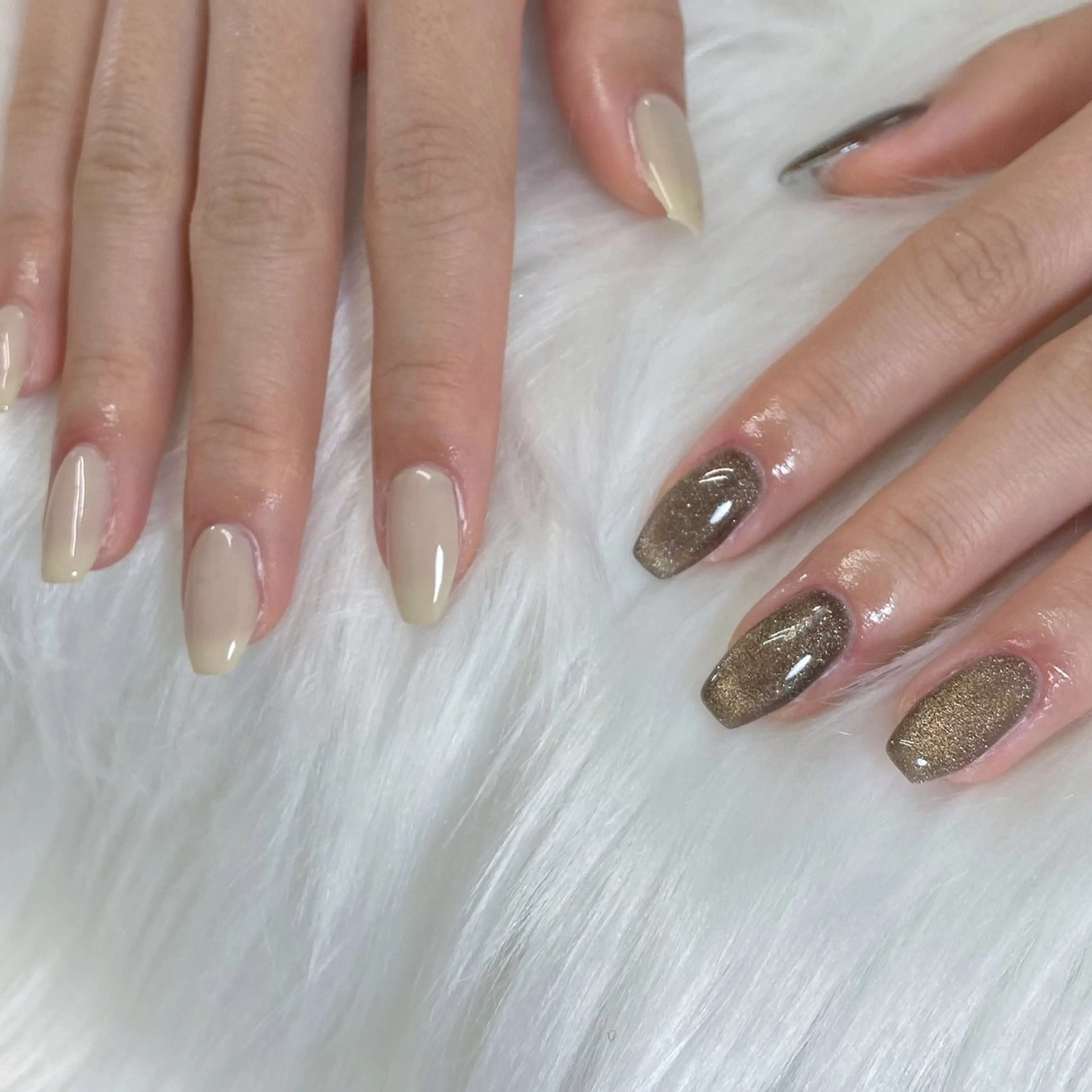 ネイル ブラウン キラキラネイル 韓国ネイル ラメ(グリッター) マグネットネイル ハンドネイル Kanako 💫のネイルデザイン