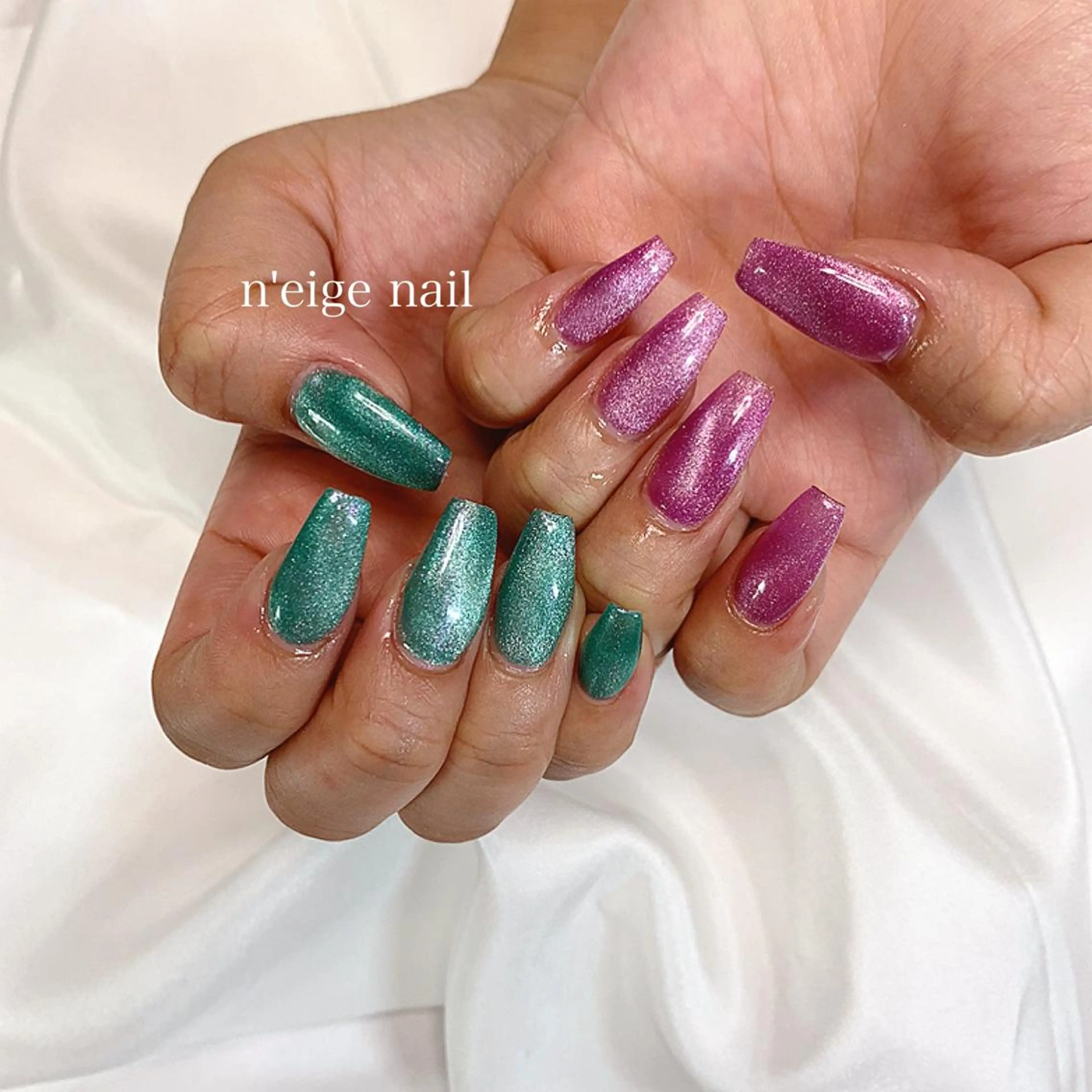 ネイル アートネイル ハート キラキラネイル 韓国ネイル ニュアンスネイル n'eige nail所属・大谷 綾香のネイルデザイン