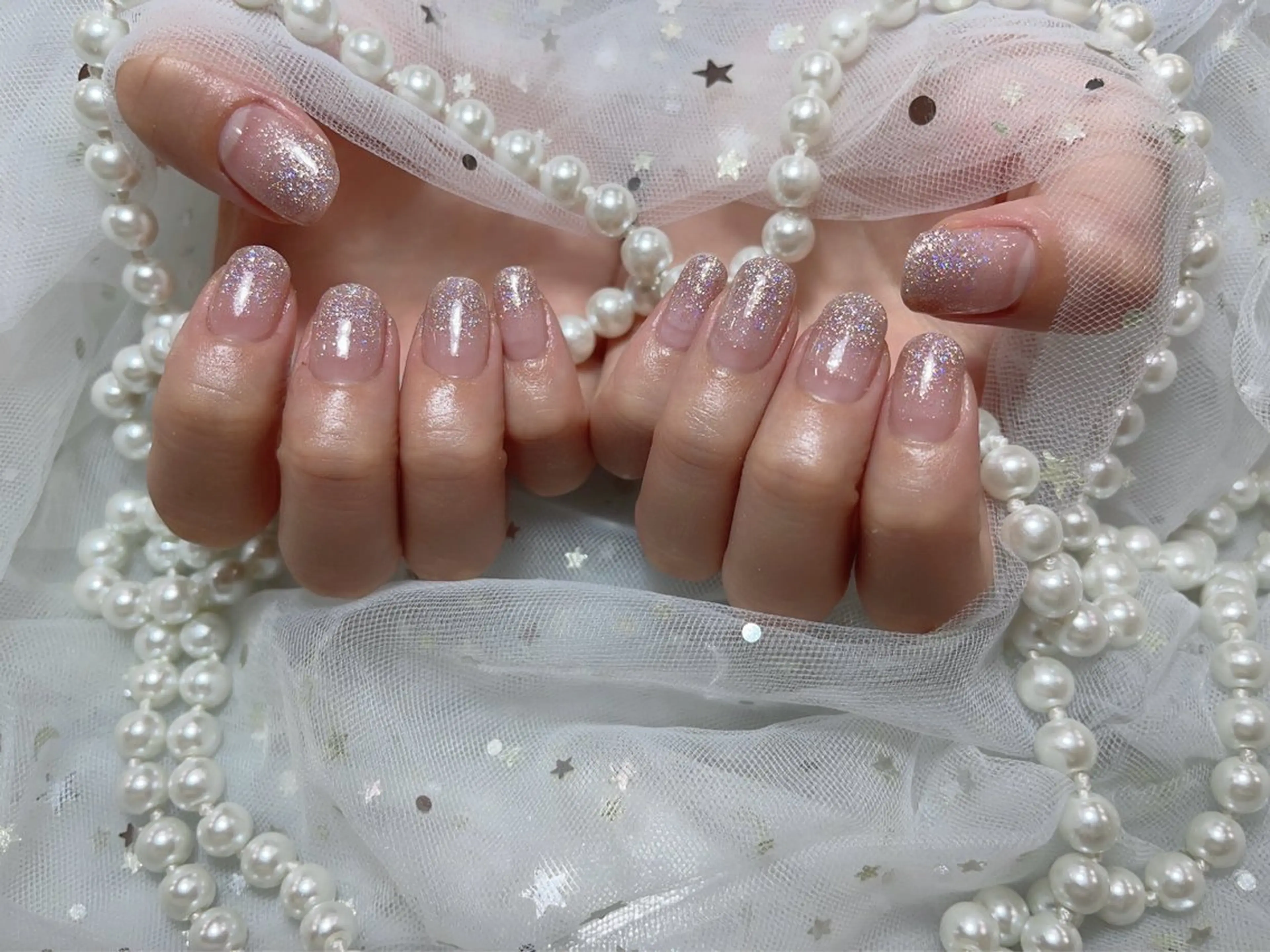 ネイル アートネイル フラッシュネイル フレンチネイル ガラスフレンチ グラデーション M2beauty Renaのネイルデザイン