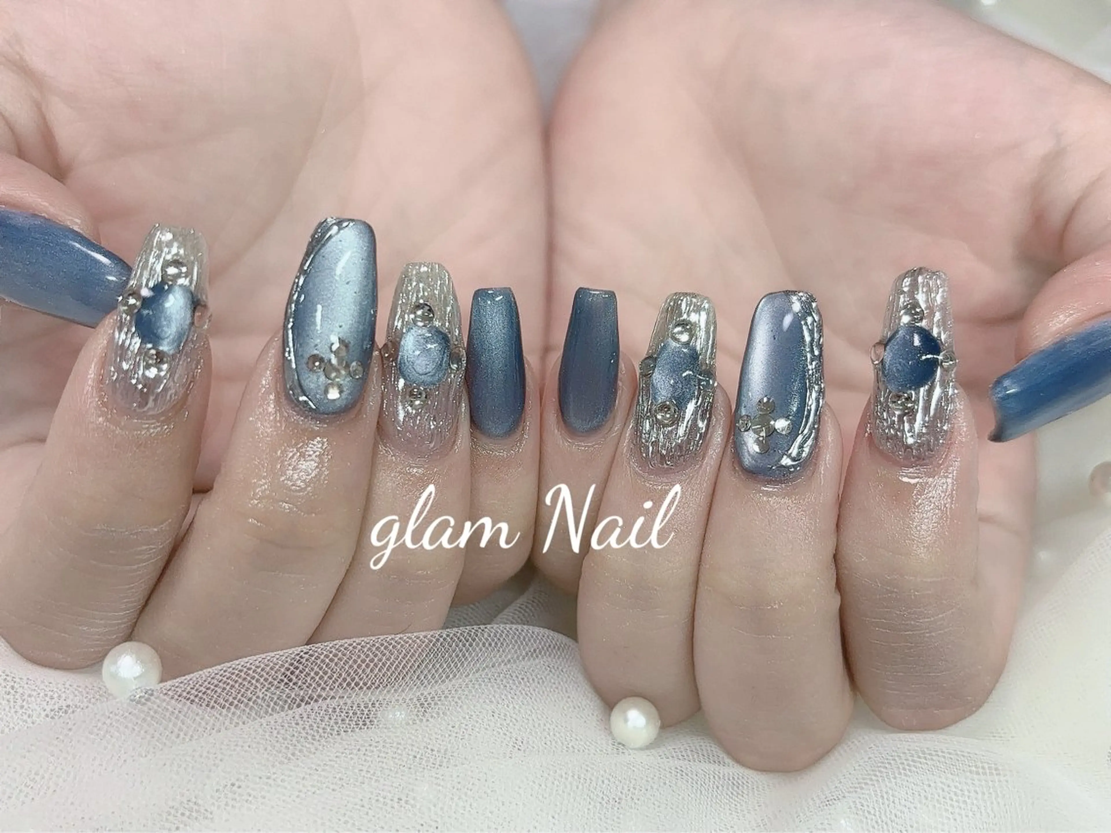 ネイル ハンドネイル エツメ💅 長さだし🎀デザインのネイルデザイン