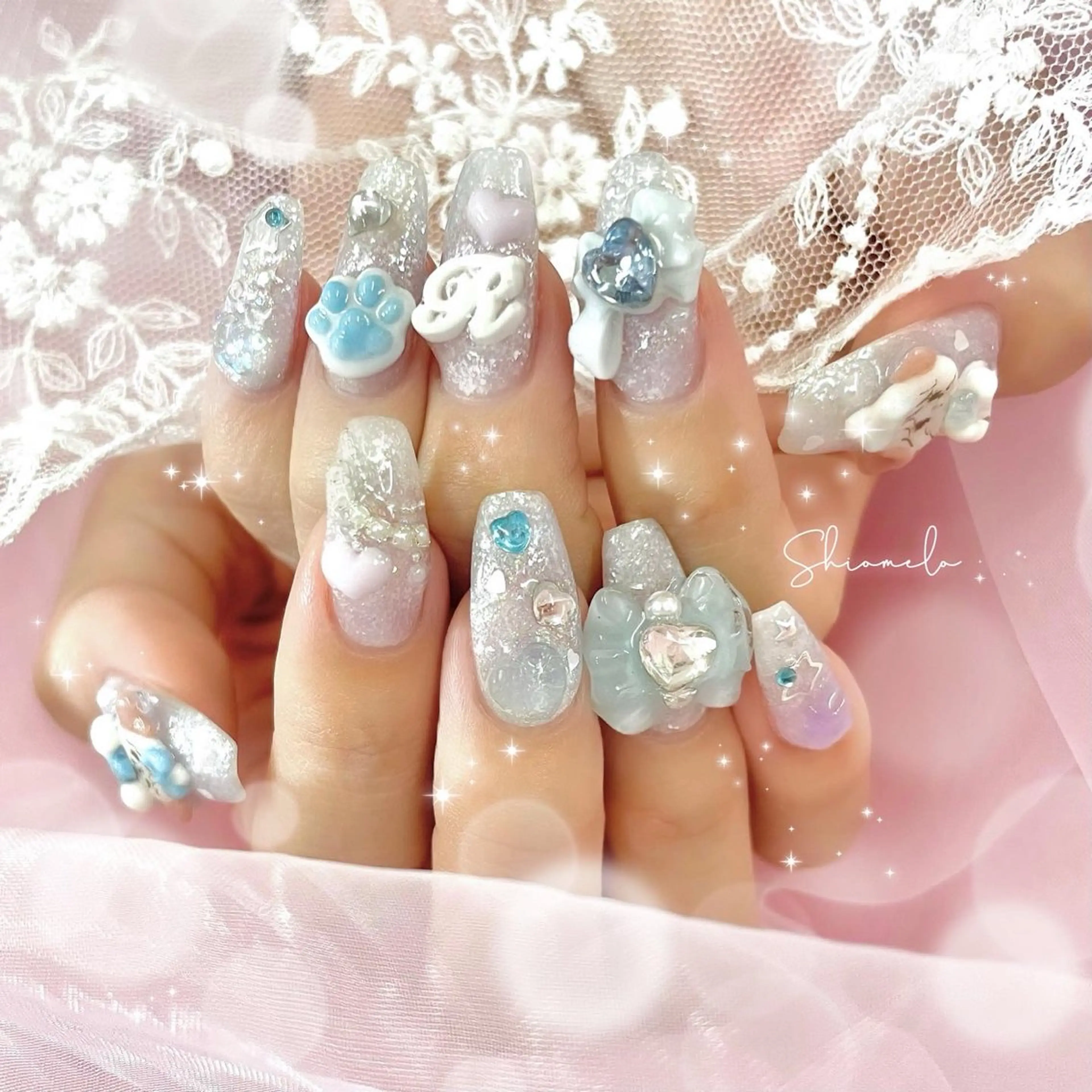 ネイル アートネイル ガーリー 韓国ネイル Maison de l'Angeのネイルデザイン