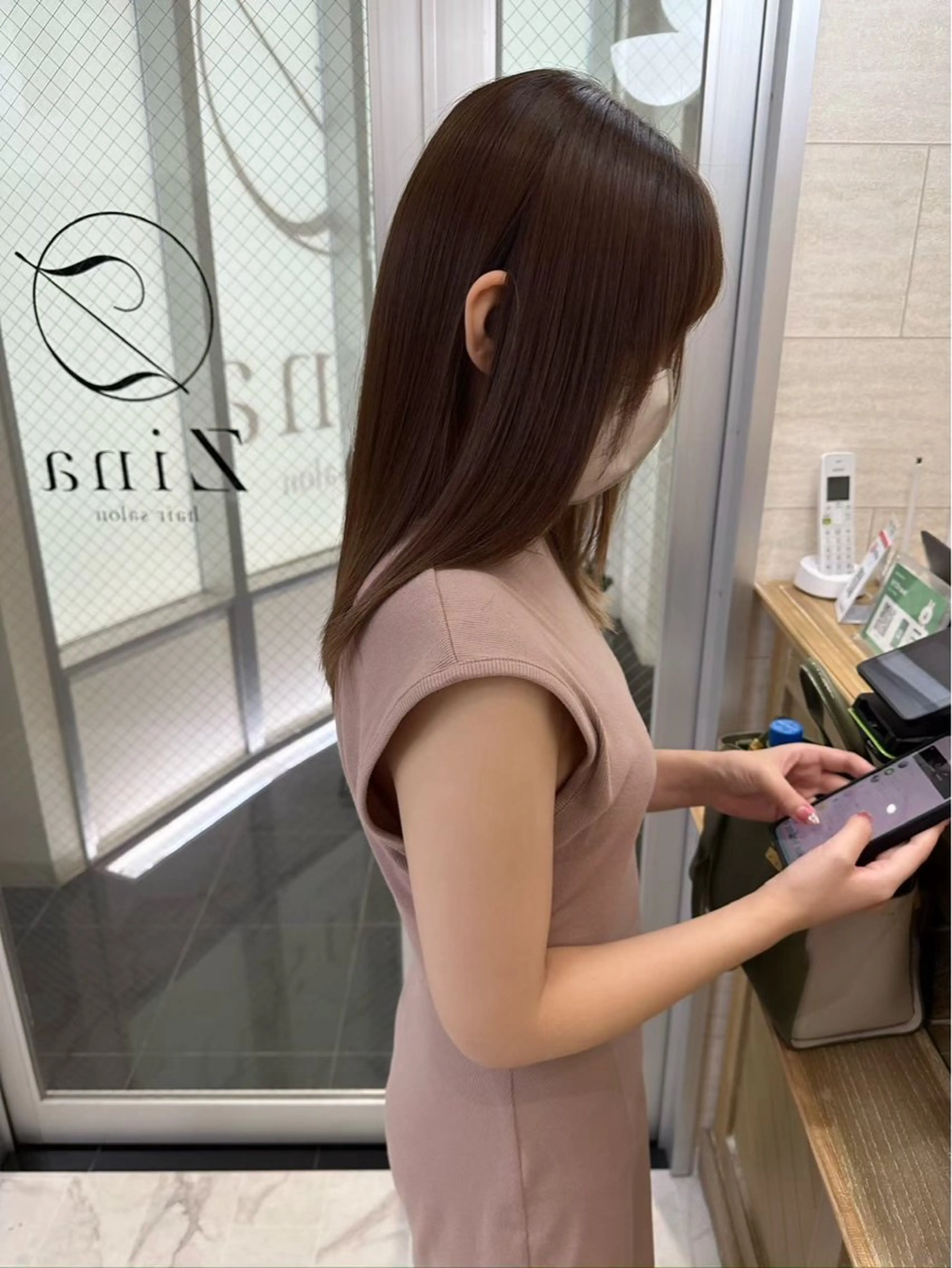 セミロング カラー 蓮/髪質改善 /艶カラー/トレンドのヘアスタイル