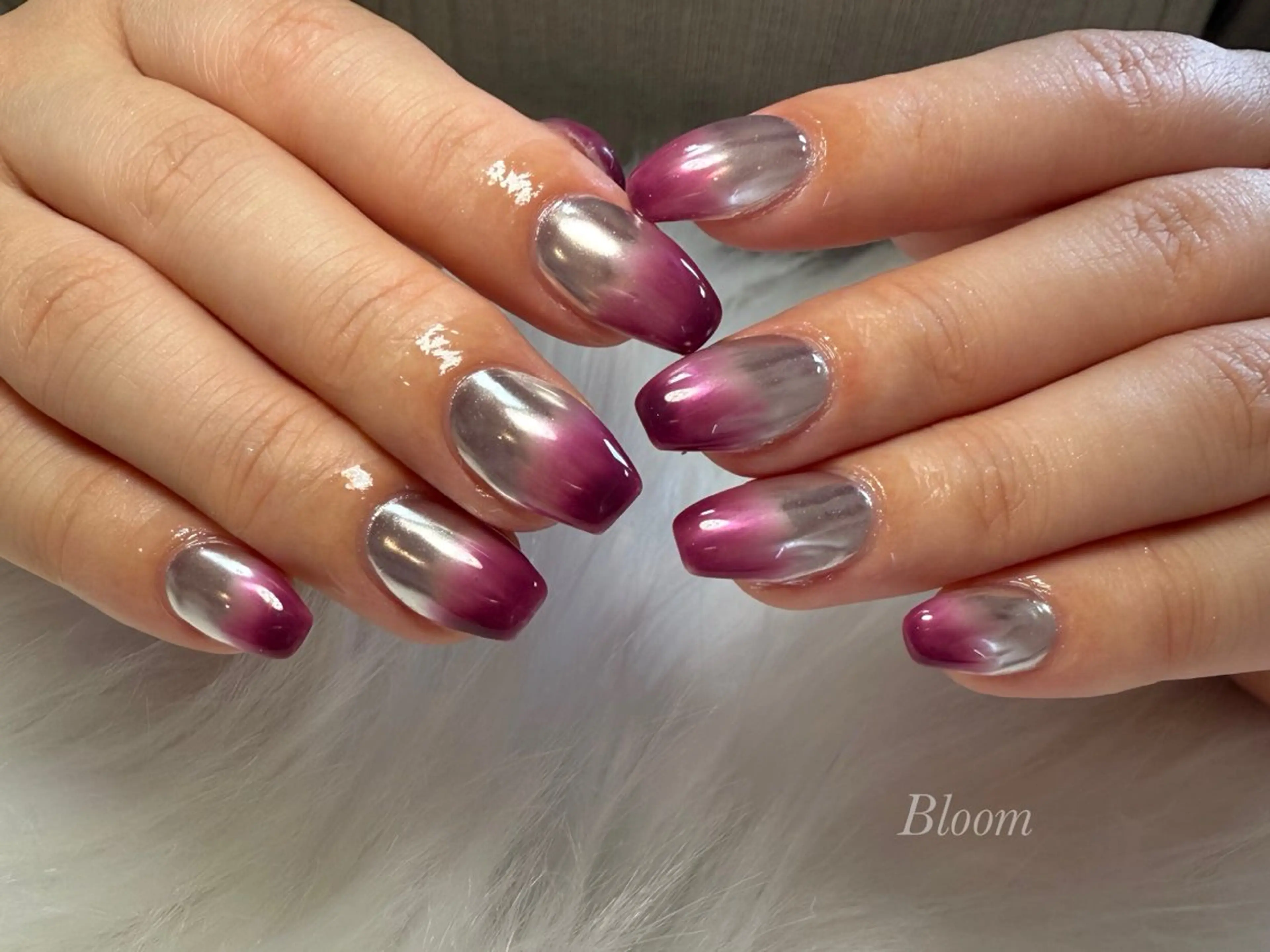 ネイル グラデーション ミラーネイル シルバー Bloom a nail studio所属・松下 未来のネイルデザイン