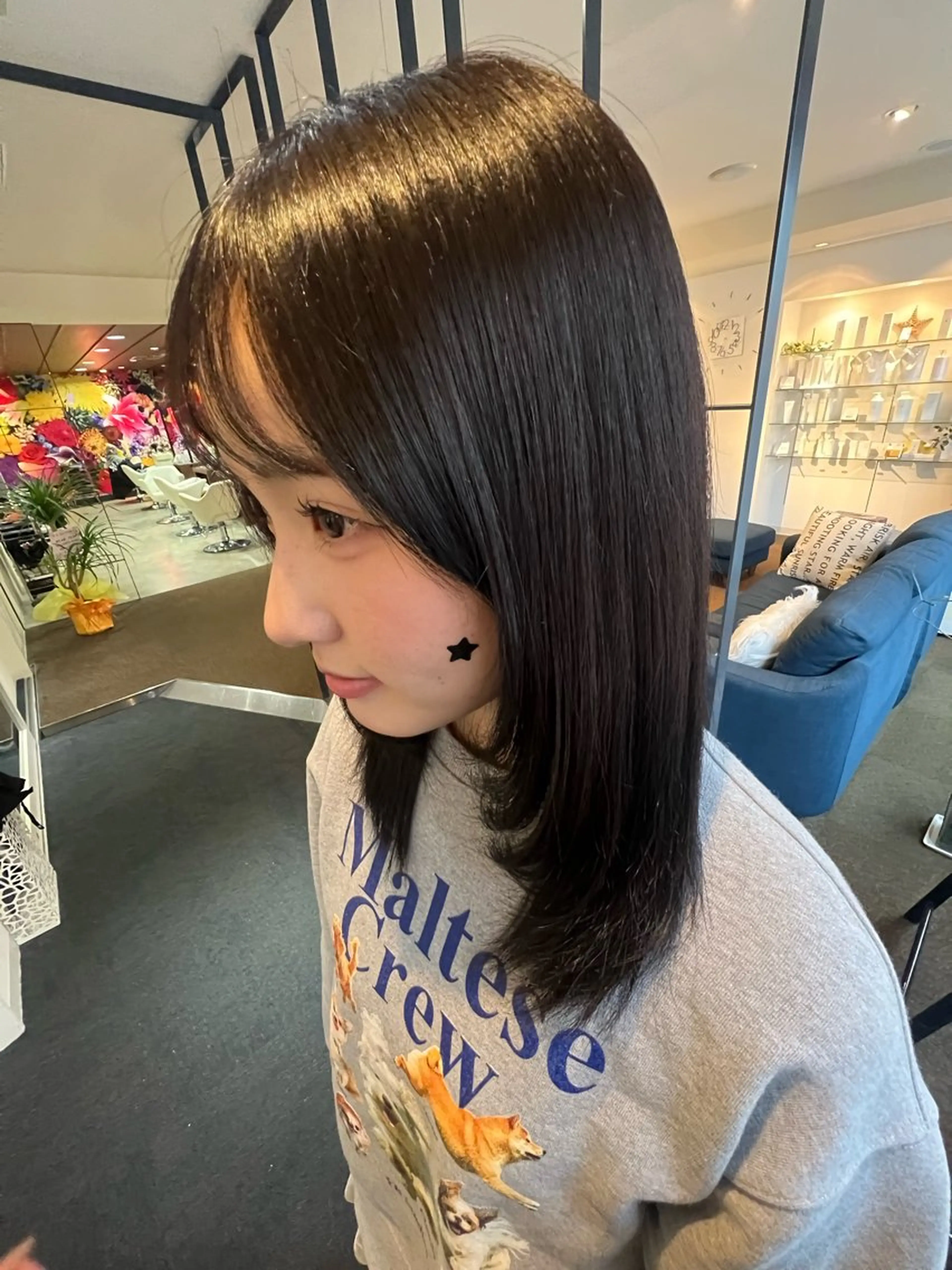 ミディアム ヘアカラー 高田 羊真のヘアスタイル