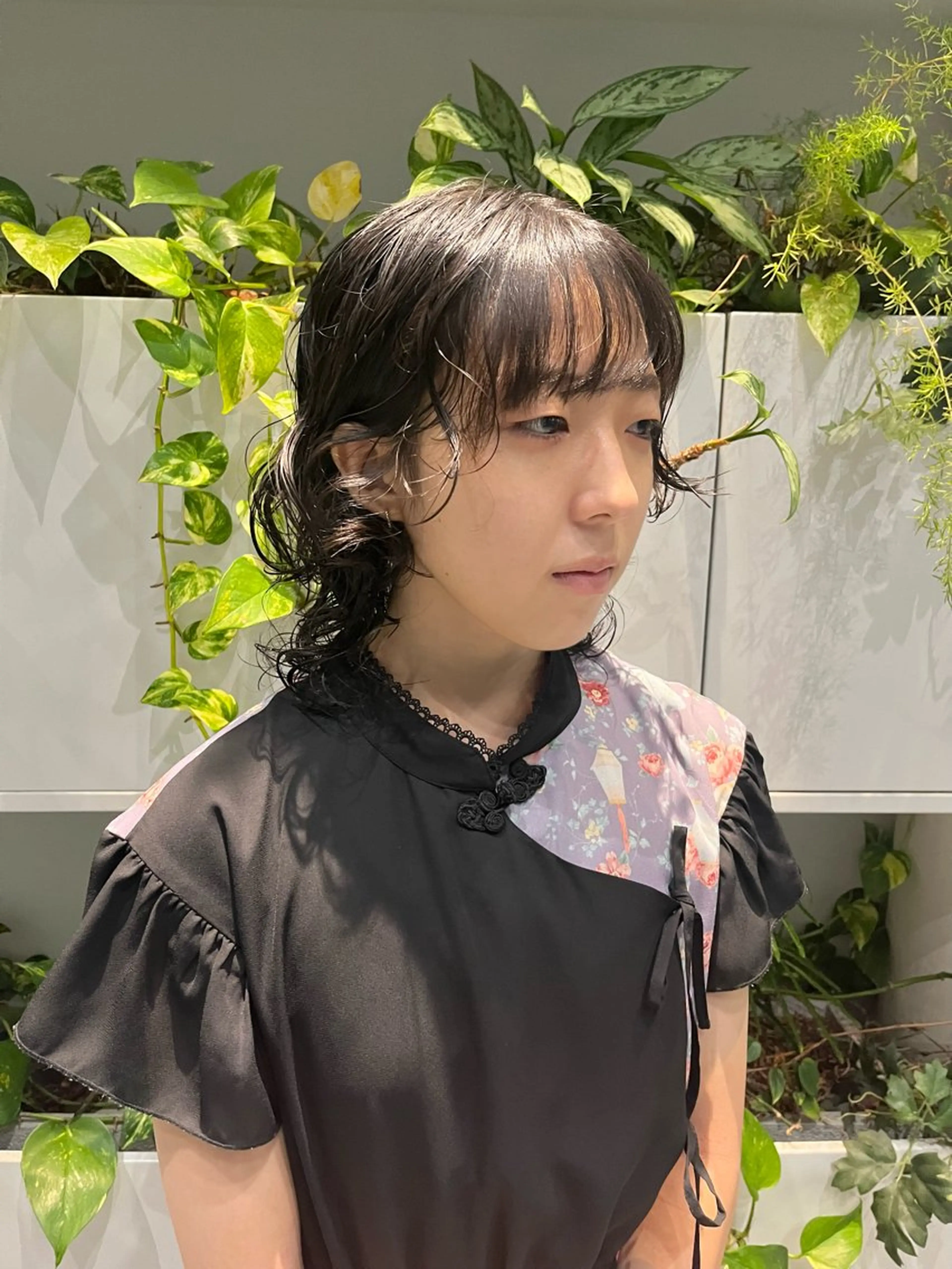 ミディアム パーマ カット パーマ トリートメント つぼみ/パーマ ／レイヤー／ボブのヘアスタイル