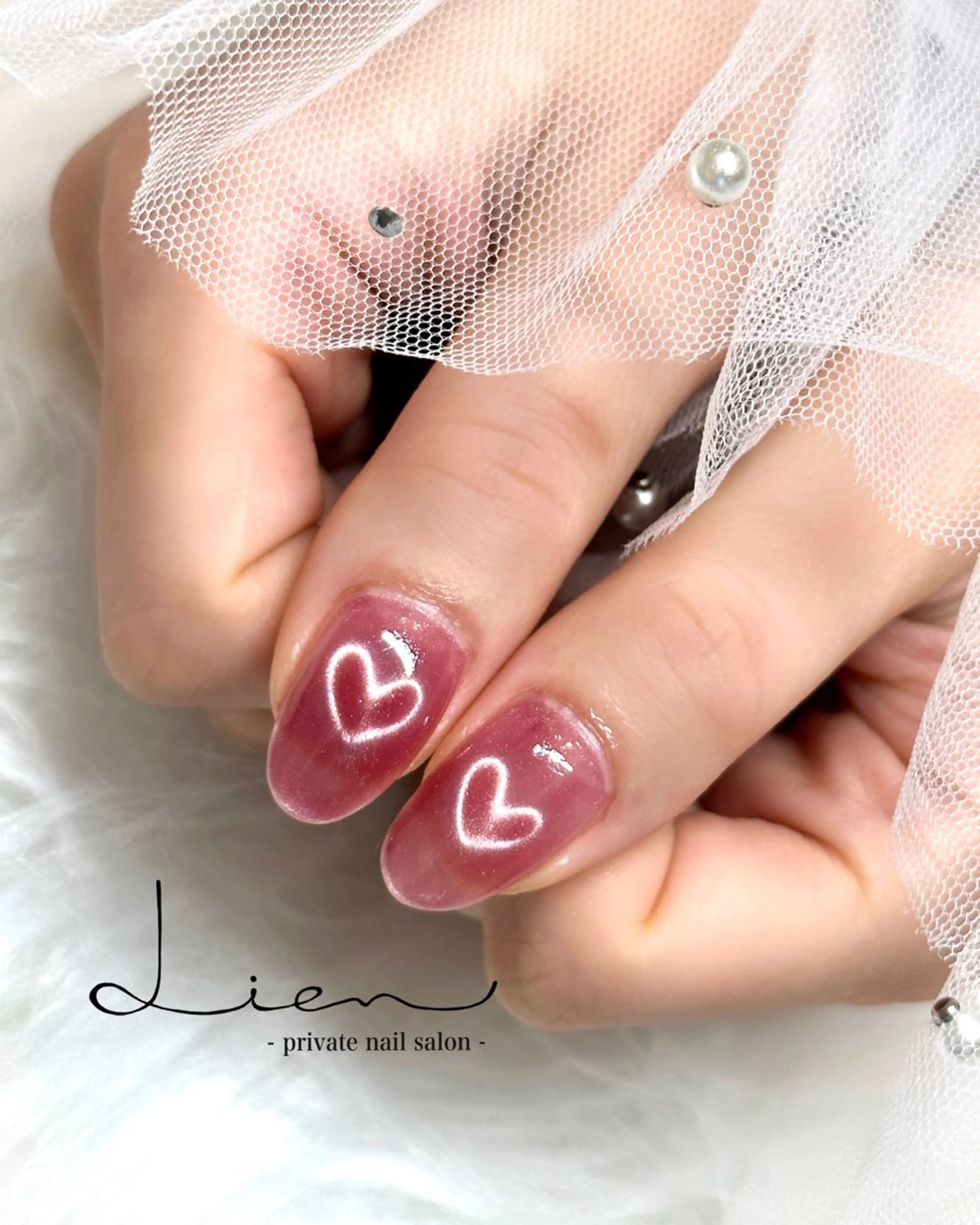 ネイル ハート マグネットネイル Lien 【リアン】北堀江のネイルデザイン