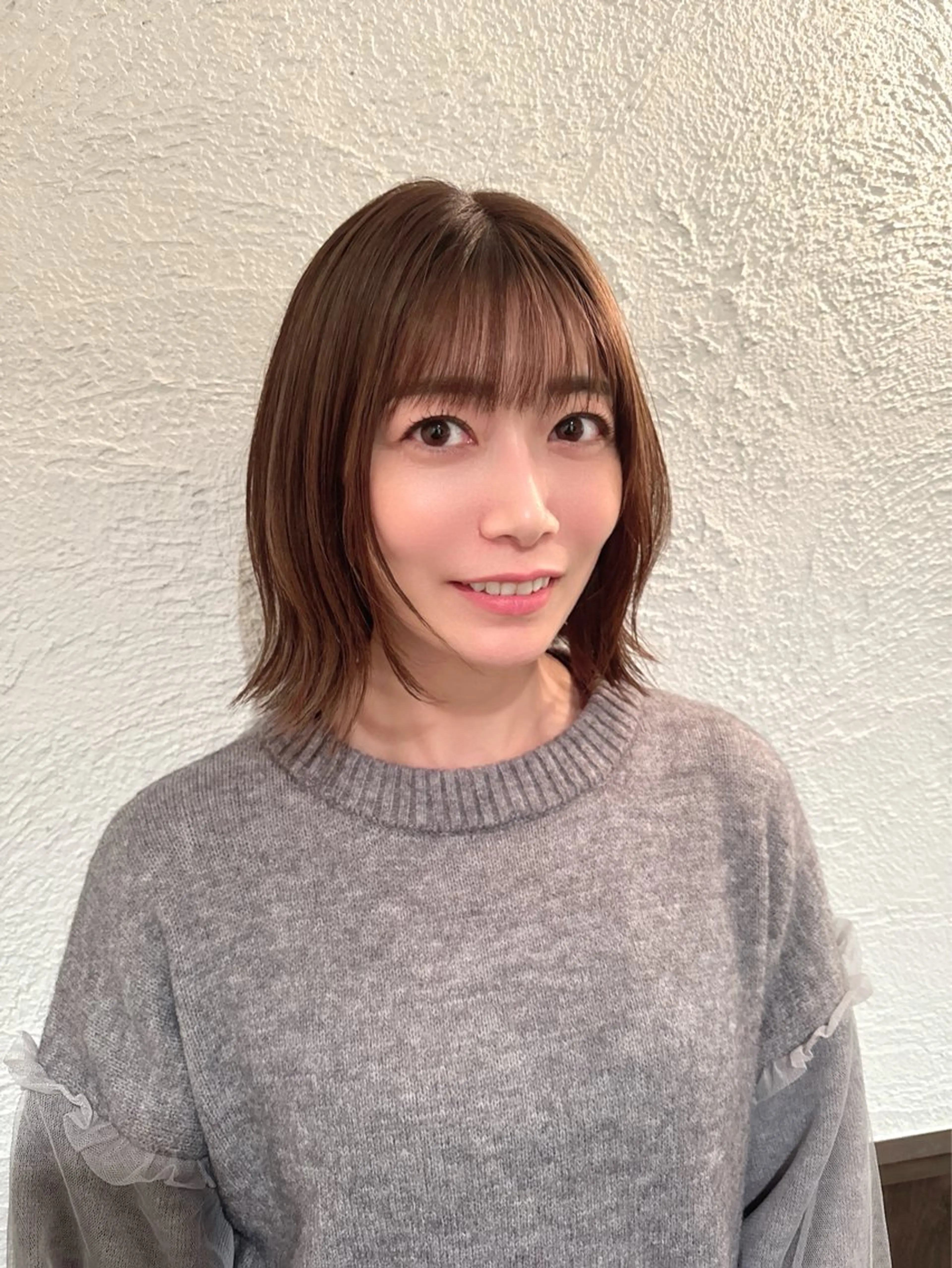 ミディアム カット ヘアカラー 縮毛矯正➕髪質改善➕ レイヤーカット　田畑のヘアスタイル