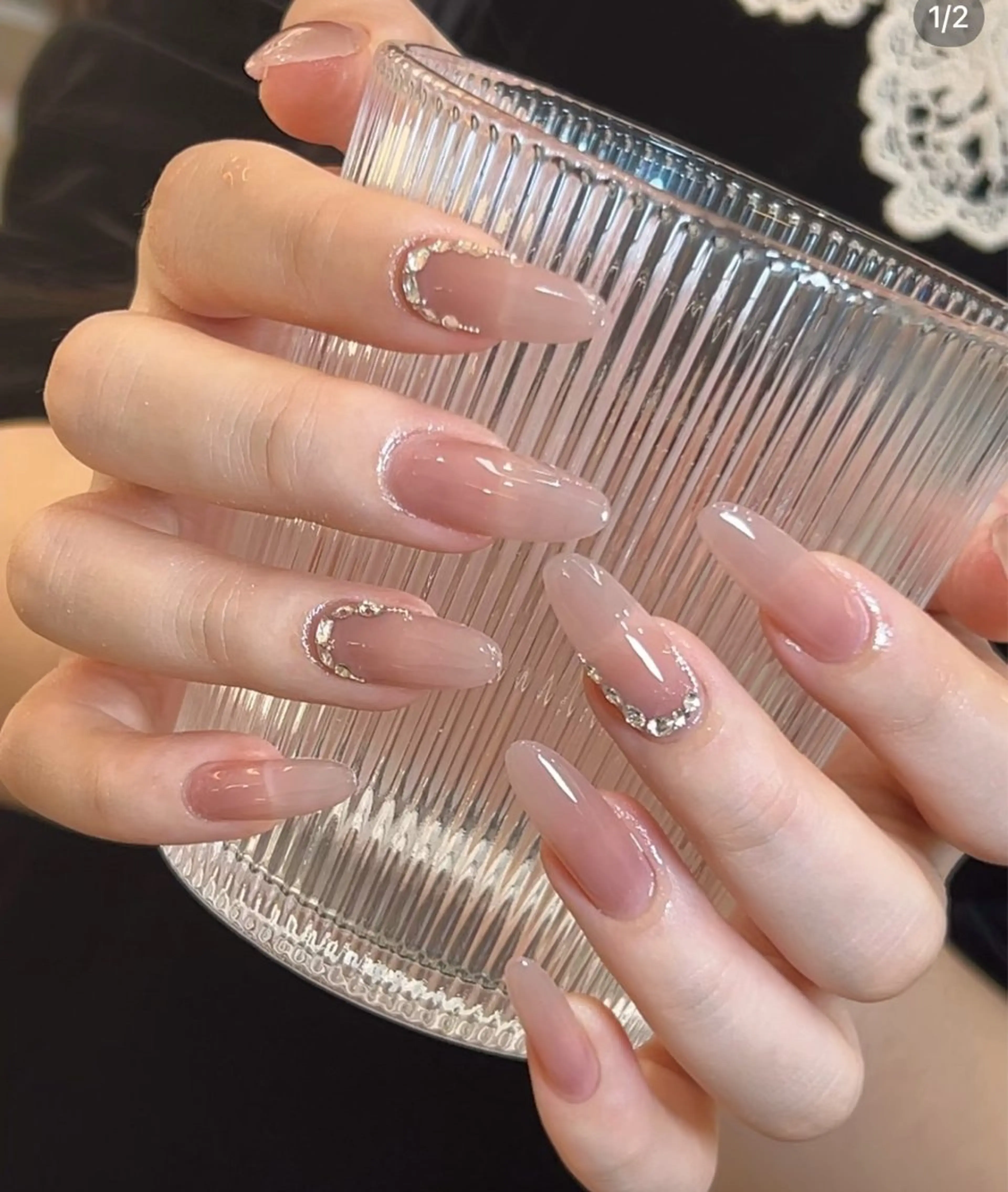ネイル フレンチネイル グラデーション キラキラネイル 韓国ネイル マグネットネイル ハンドネイル 🎀🎀YooLi Nail Salonのネイルデザイン