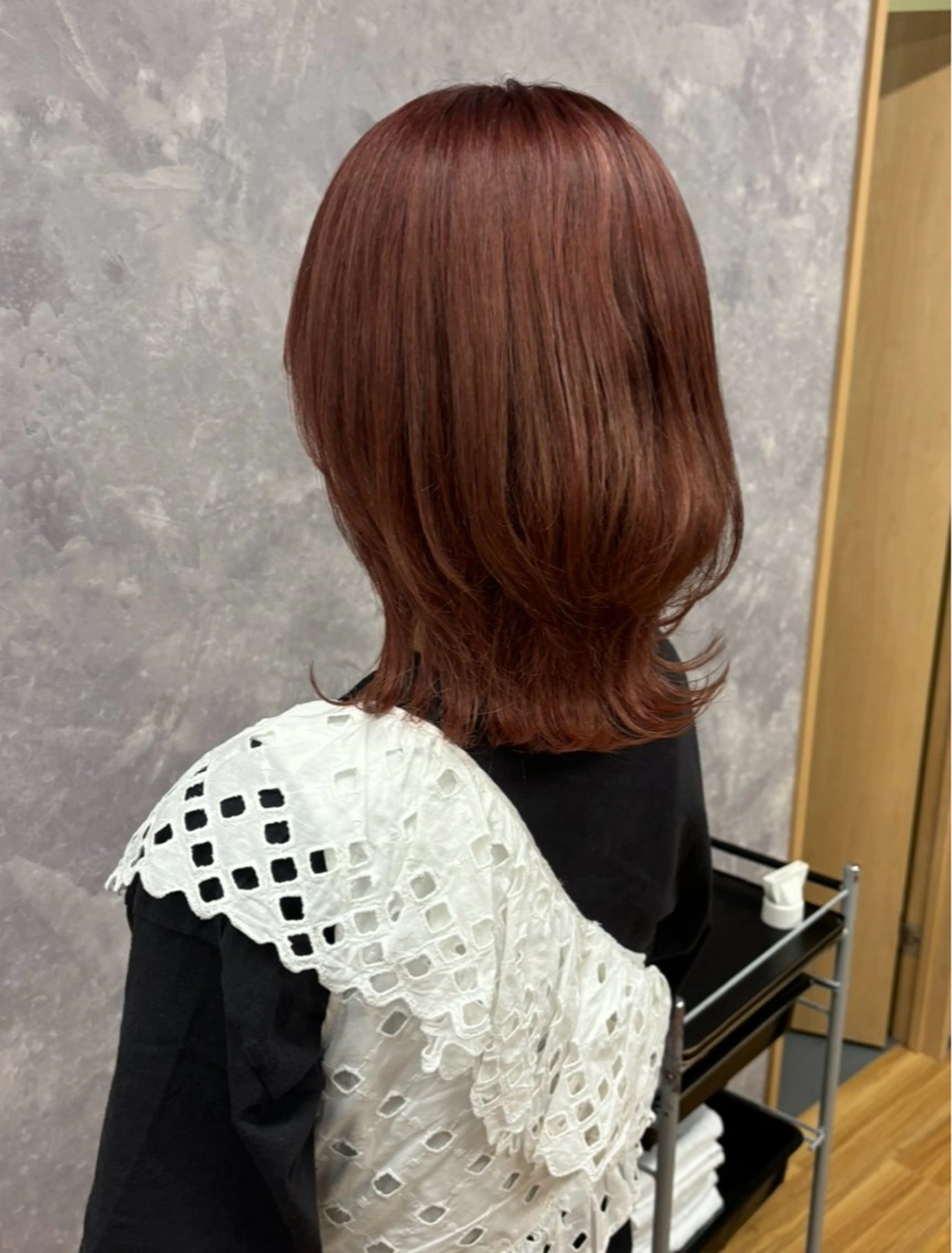 ミディアム カラー ブリーチ オレンジ オレンジレッド レッドカラー mai/天神美容室 【レディースカット】のヘアスタイル