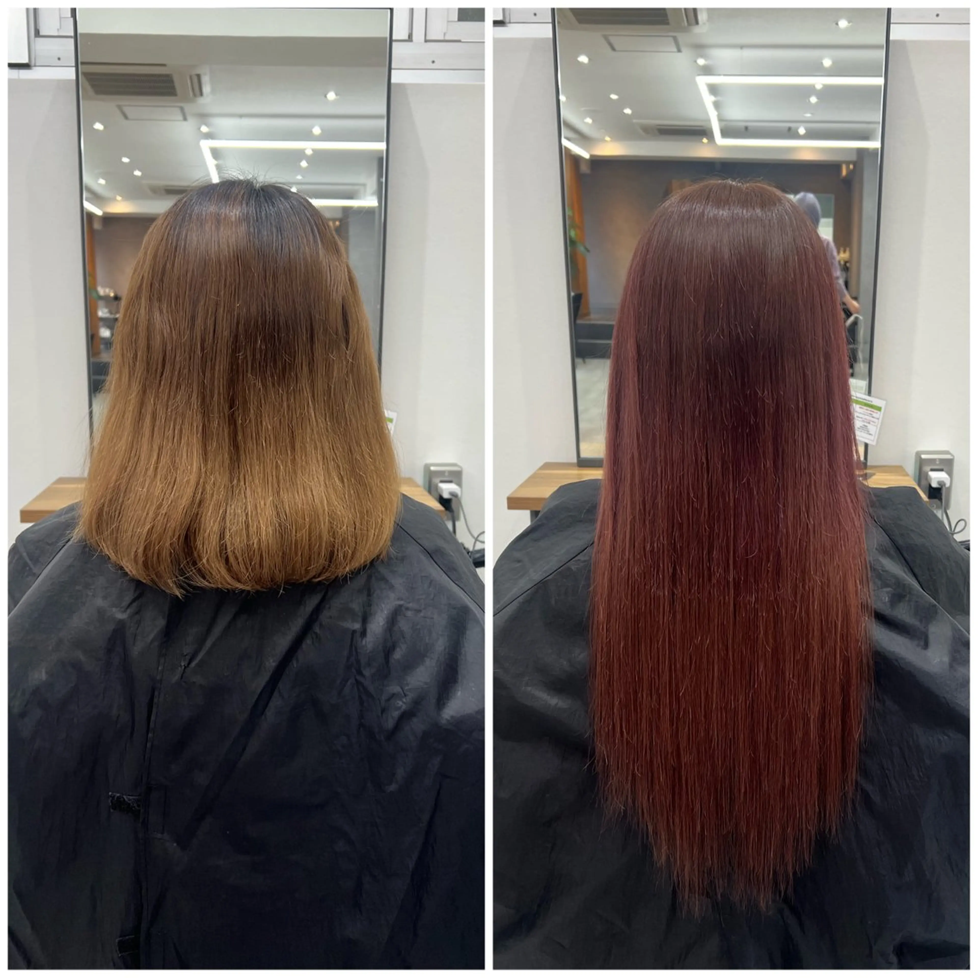 ロング カラー シールエクステ ブリーチ ブラウンカラー レッドカラー エクステ いろあそび所属・ショート/ウルフ カットモデル募集のヘアスタイル