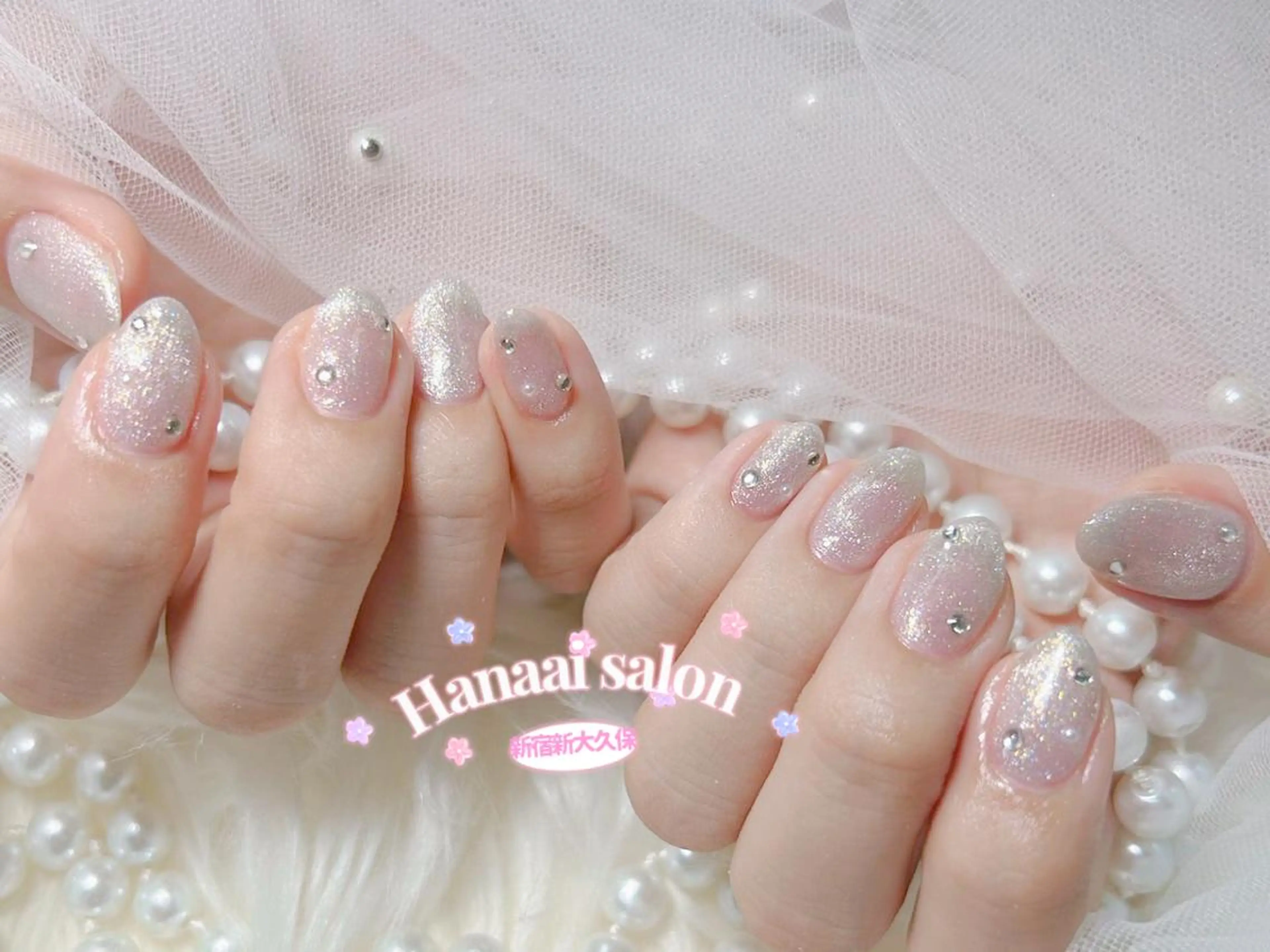 ネイル チークネイル ジェルネイル 韓国ネイル 持ち込み パラジェル ハンドネイル Hanaai Salon新大久保店のネイルデザイン