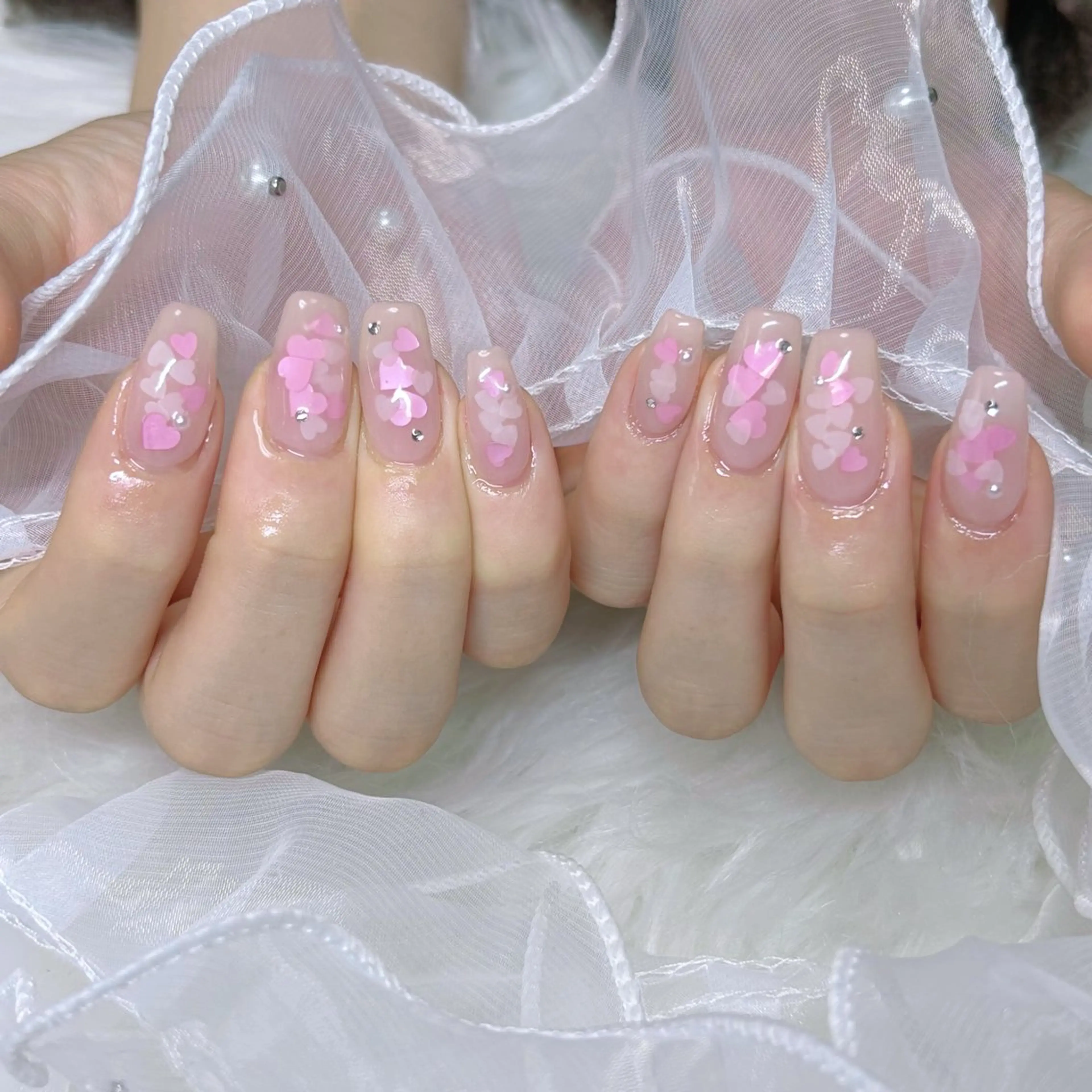 ネイル ハート ハンドネイル 🐝TOMO🎀ིྀ 【パラジェル取扱店】のネイルデザイン