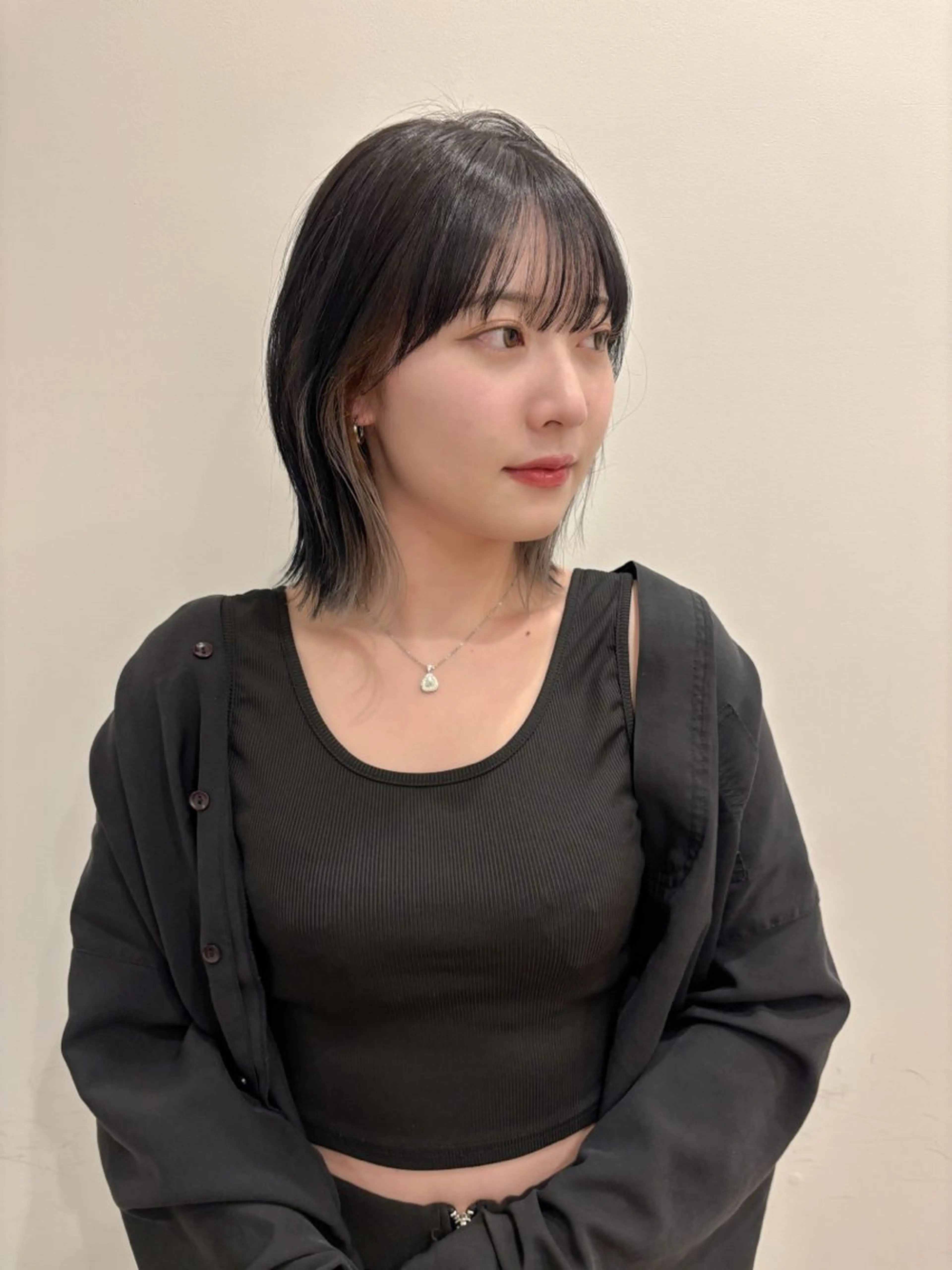 ミディアム 韓国ボブ/顔周り/べ ージュ/織田百華🎀のヘアスタイル