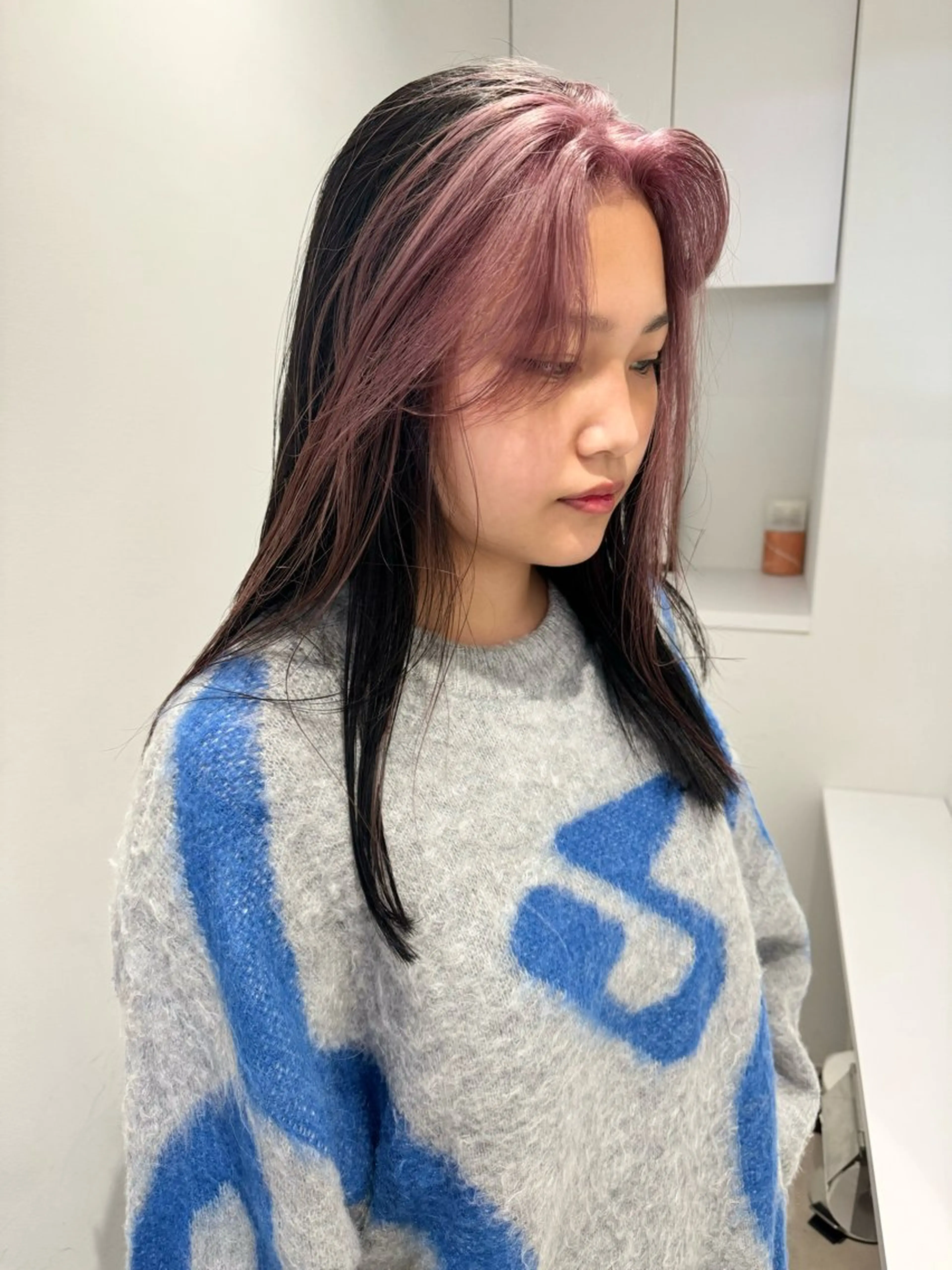 ロング カラー ミストバング  フェイスフレーミング ヘアカラー ✨ブリーチ/顔周り レイヤー¦YUKA✨のヘアスタイル