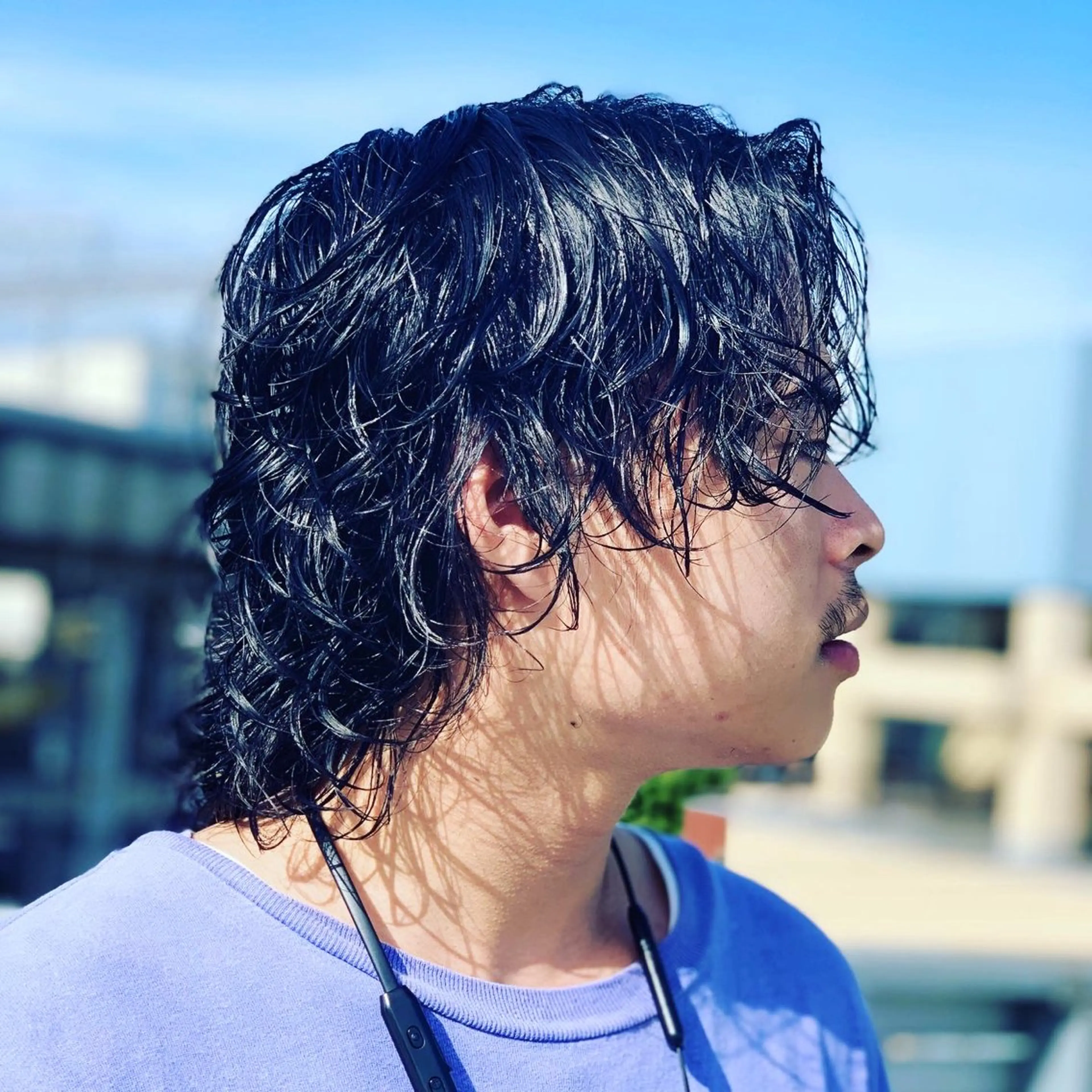 ミディアム メンズパーマ 岩成健志郎のヘアスタイル