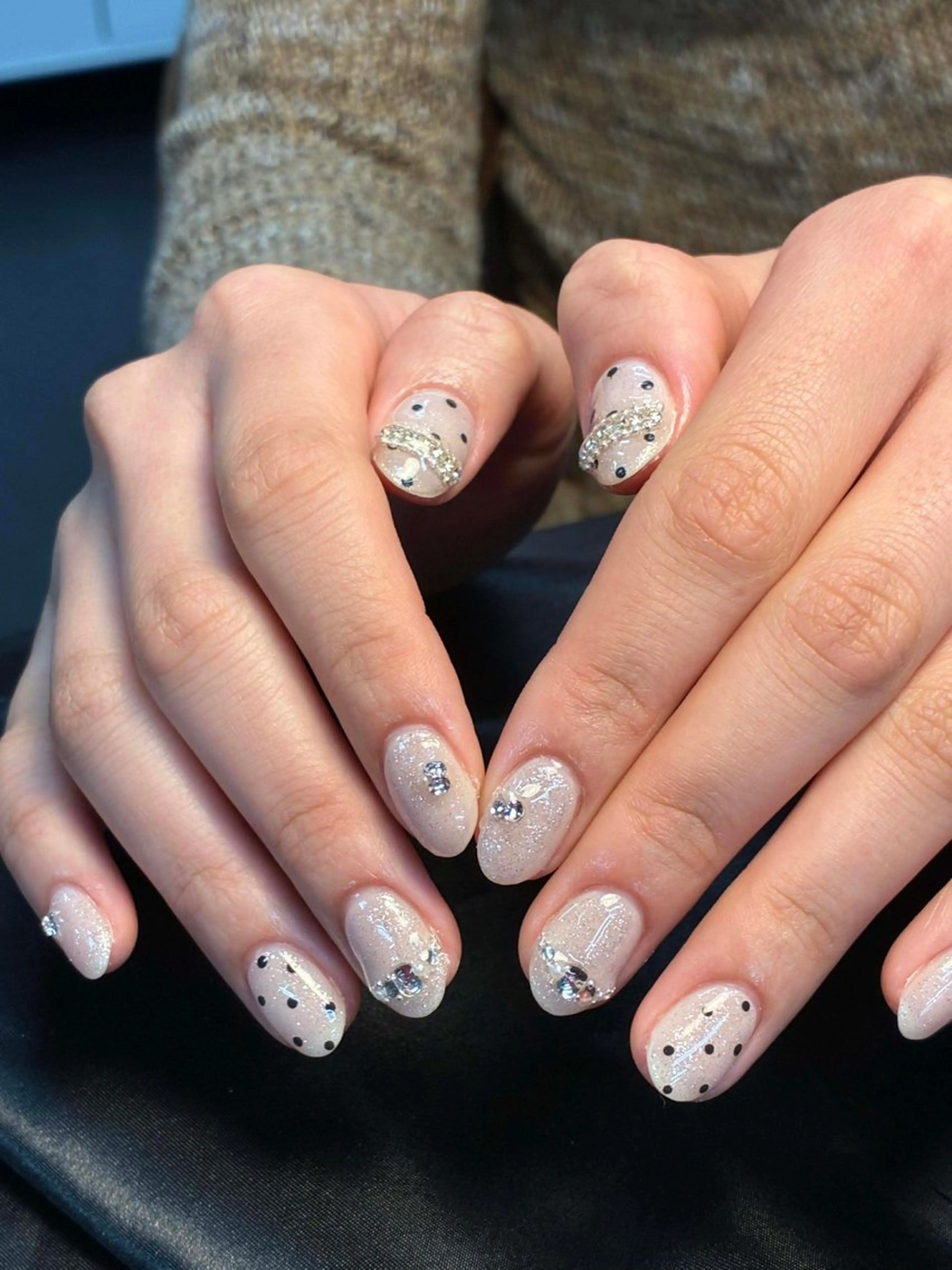 ネイル 韓国ネイル 持ち込み ニュアンスネイル ネイルチップ 冬ネイル RINN ANA.CHUOのネイルデザイン