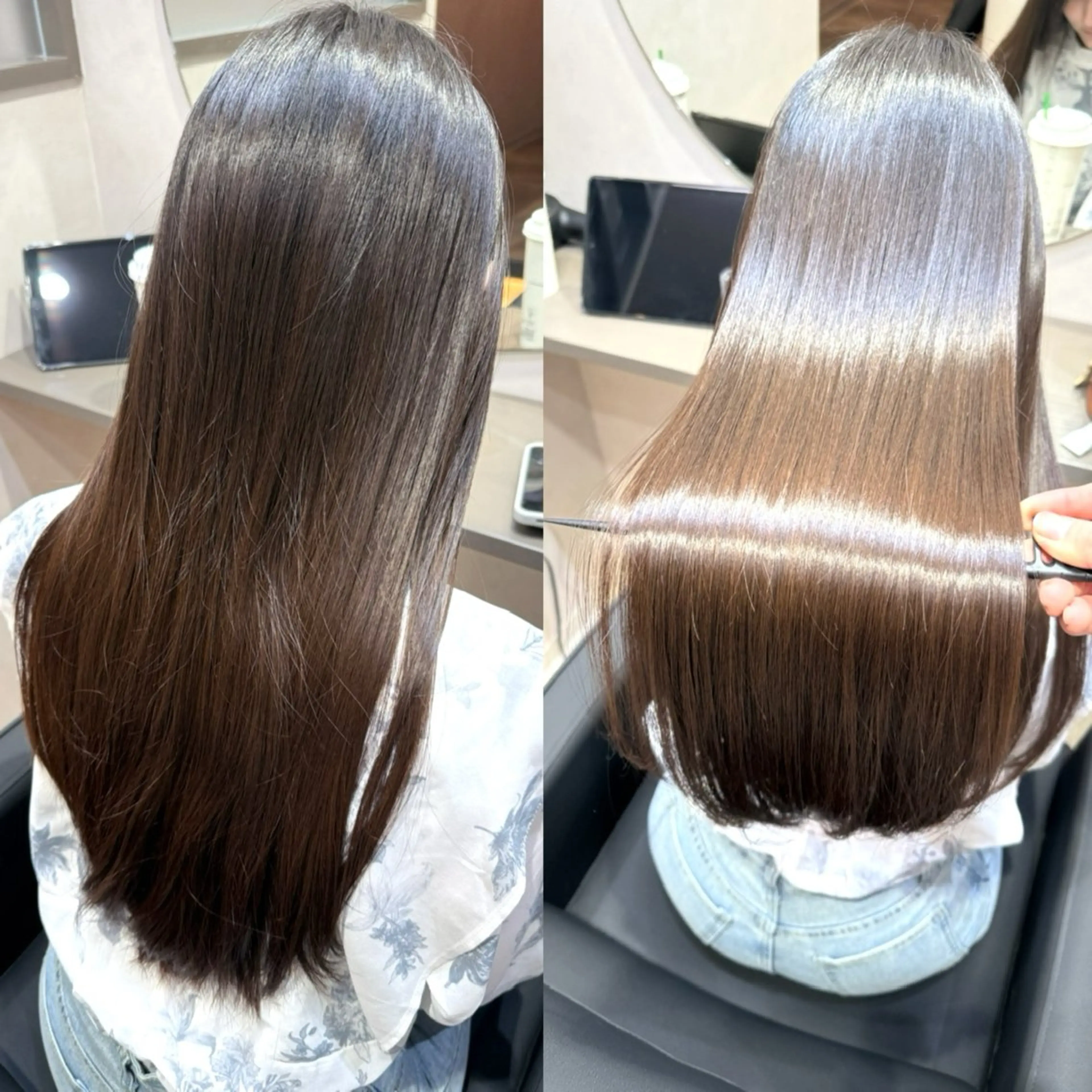 【フルコース】👑髪質改善ストレート(縮毛矯正) +髪質改善カラー+トリートメント+カットの写真