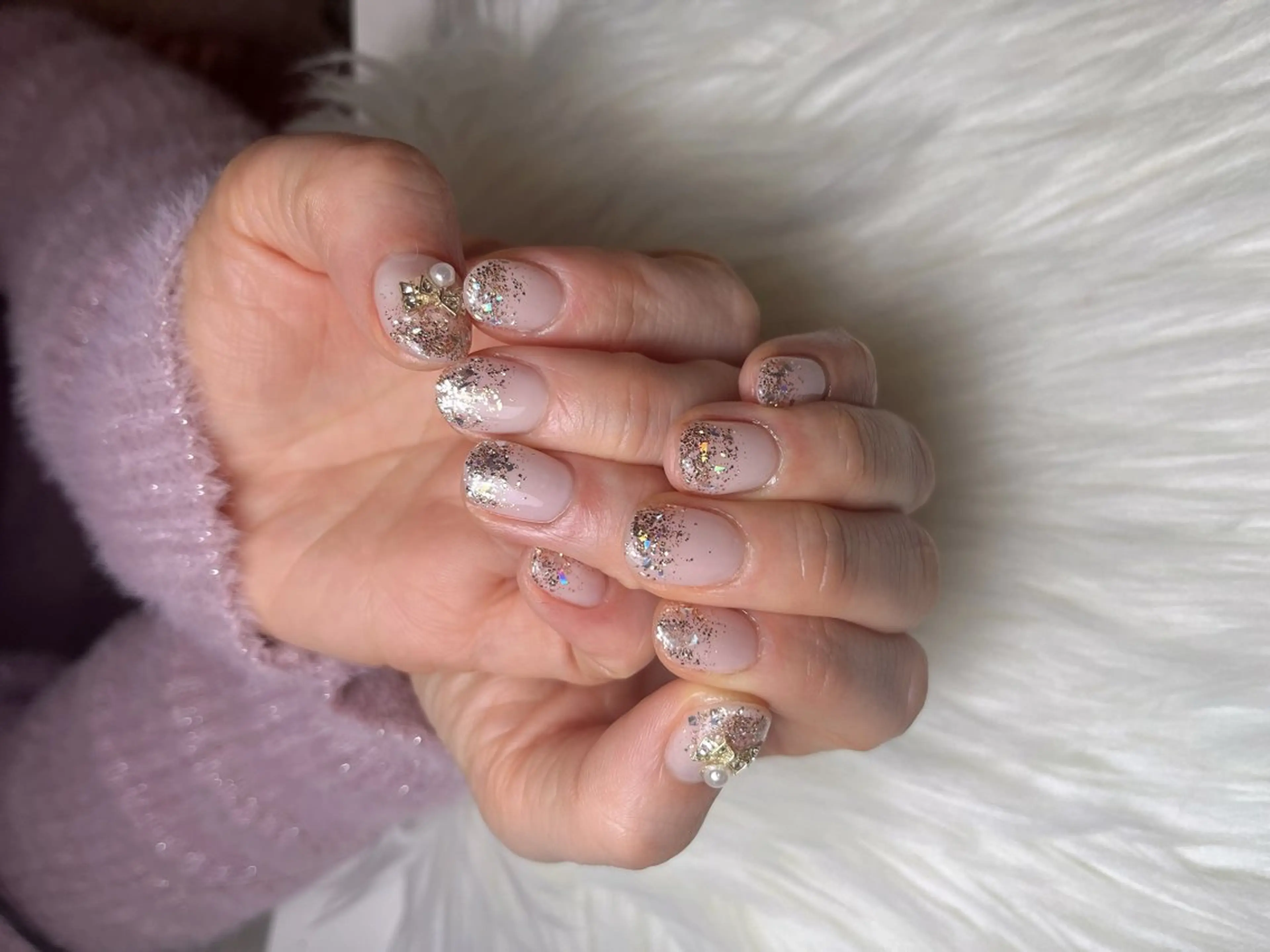 ネイル アートネイル オーロラネイル チークネイル クリアネイル 長さ出し Rs nail 新宿西口のネイルデザイン