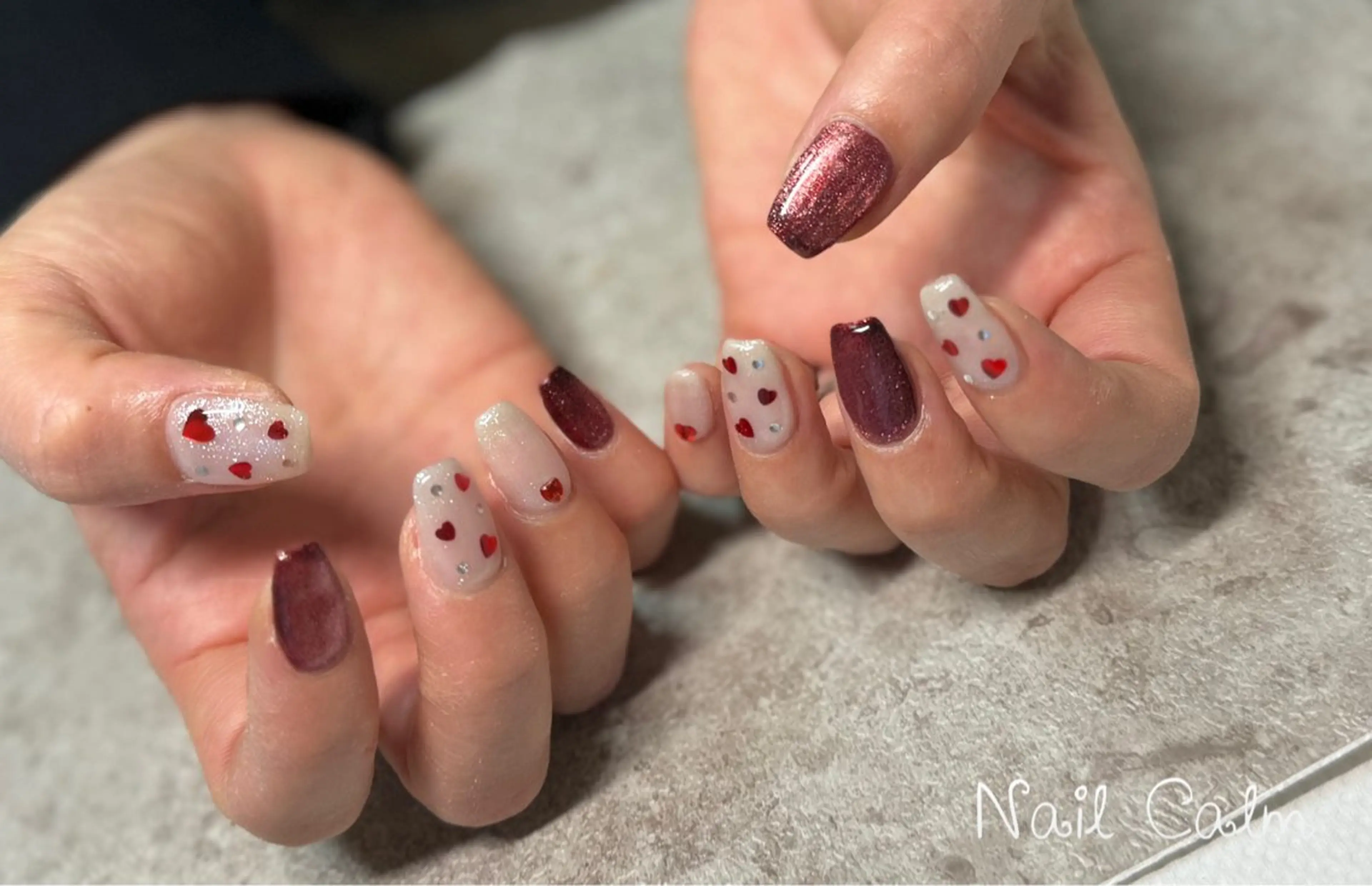 ネイル アートネイル バレンタイン ハンドネイル Nail Calm所属・プライベートサロン Calmのネイルデザイン