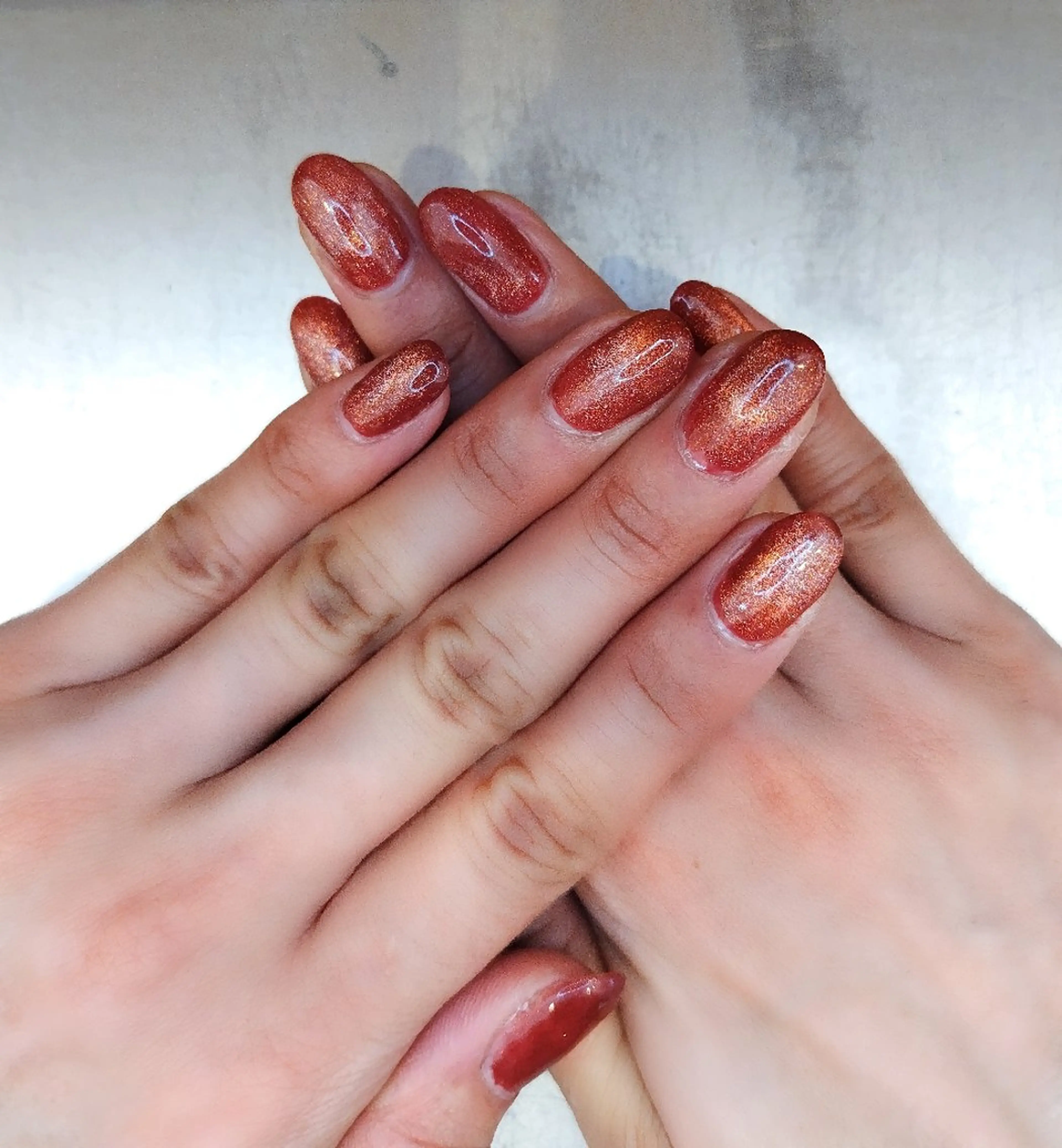 ネイル ワンカラーネイル オレンジ ハンドネイル 黒浜 ちなみのネイルデザイン