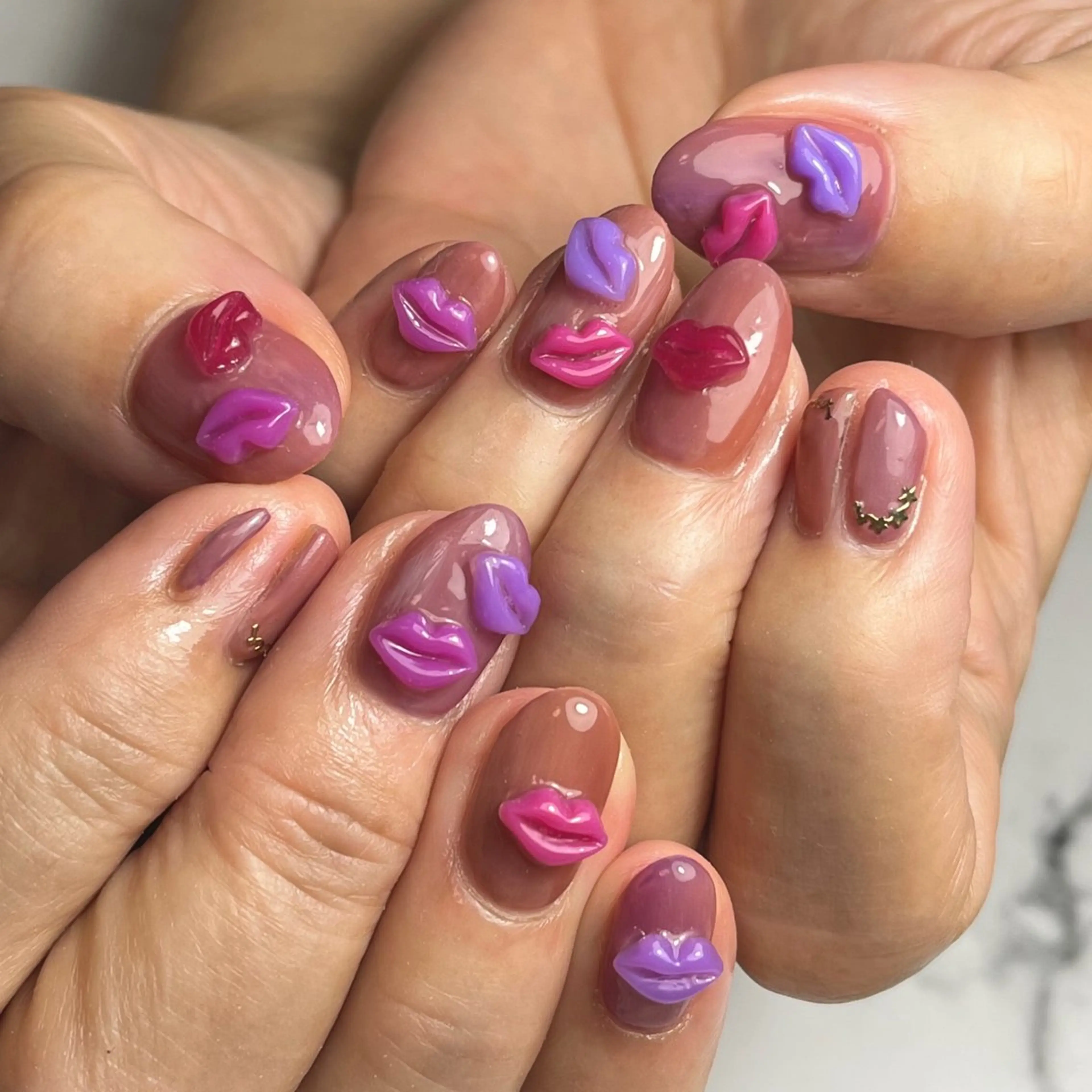 ネイル ラメ(グリッター) ワンカラーネイル ピンク パープル スクエアネイル ハンドネイル NAIL NOWのネイルデザイン