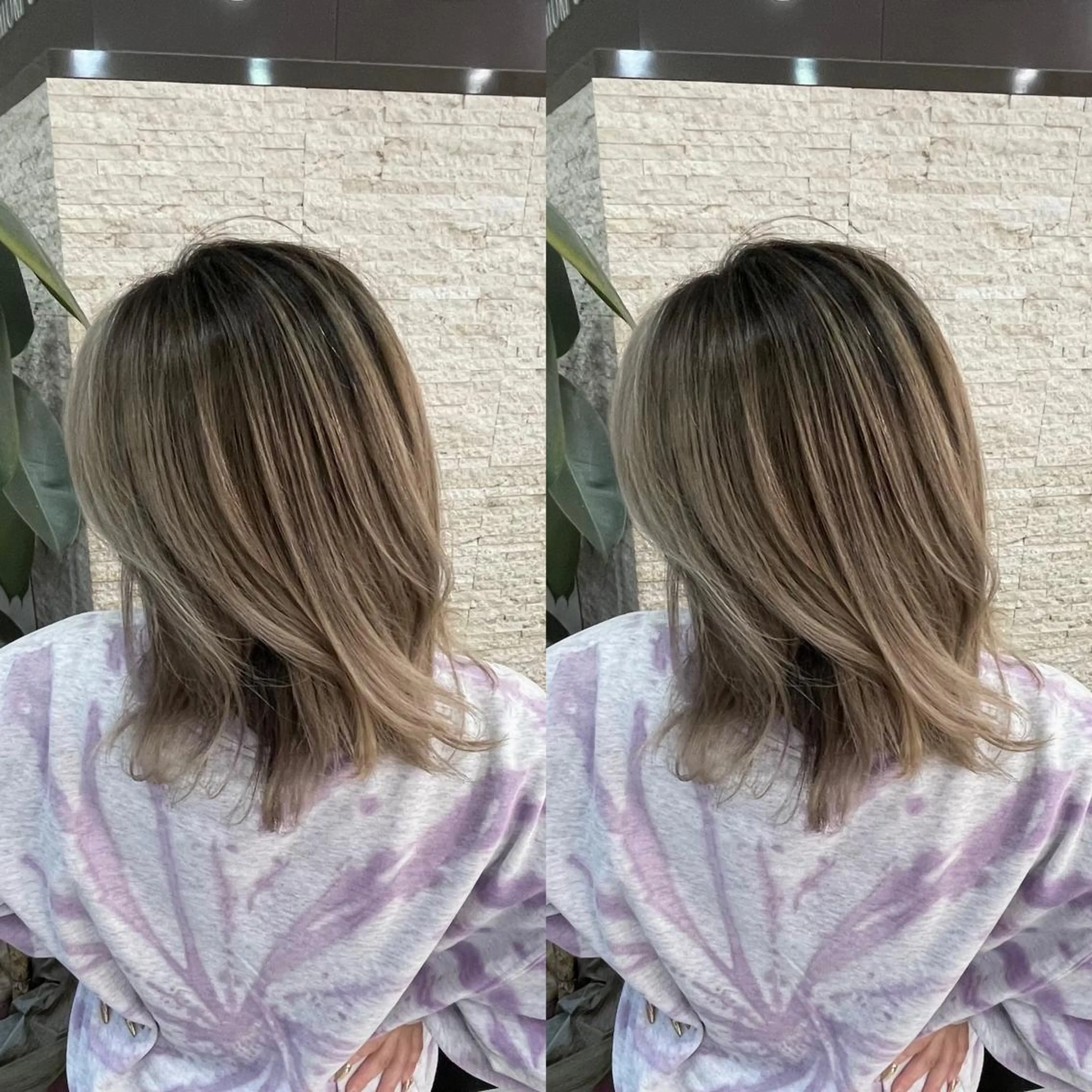 セミロング ヘアカラー Y Uのヘアスタイル