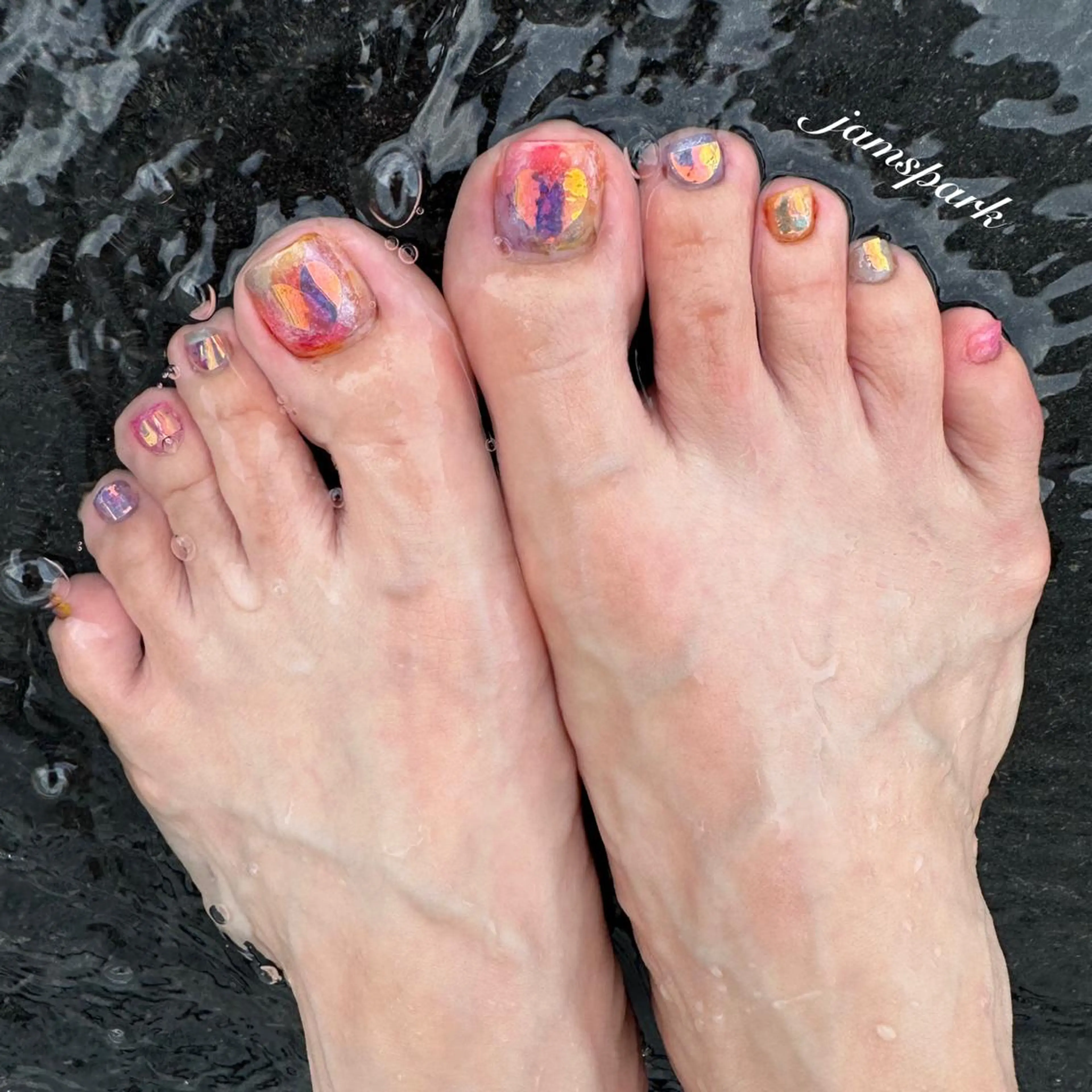 ネイル アートネイル フットネイル ジェルネイル ハート キラキラネイル jamspark ✨のネイルデザイン