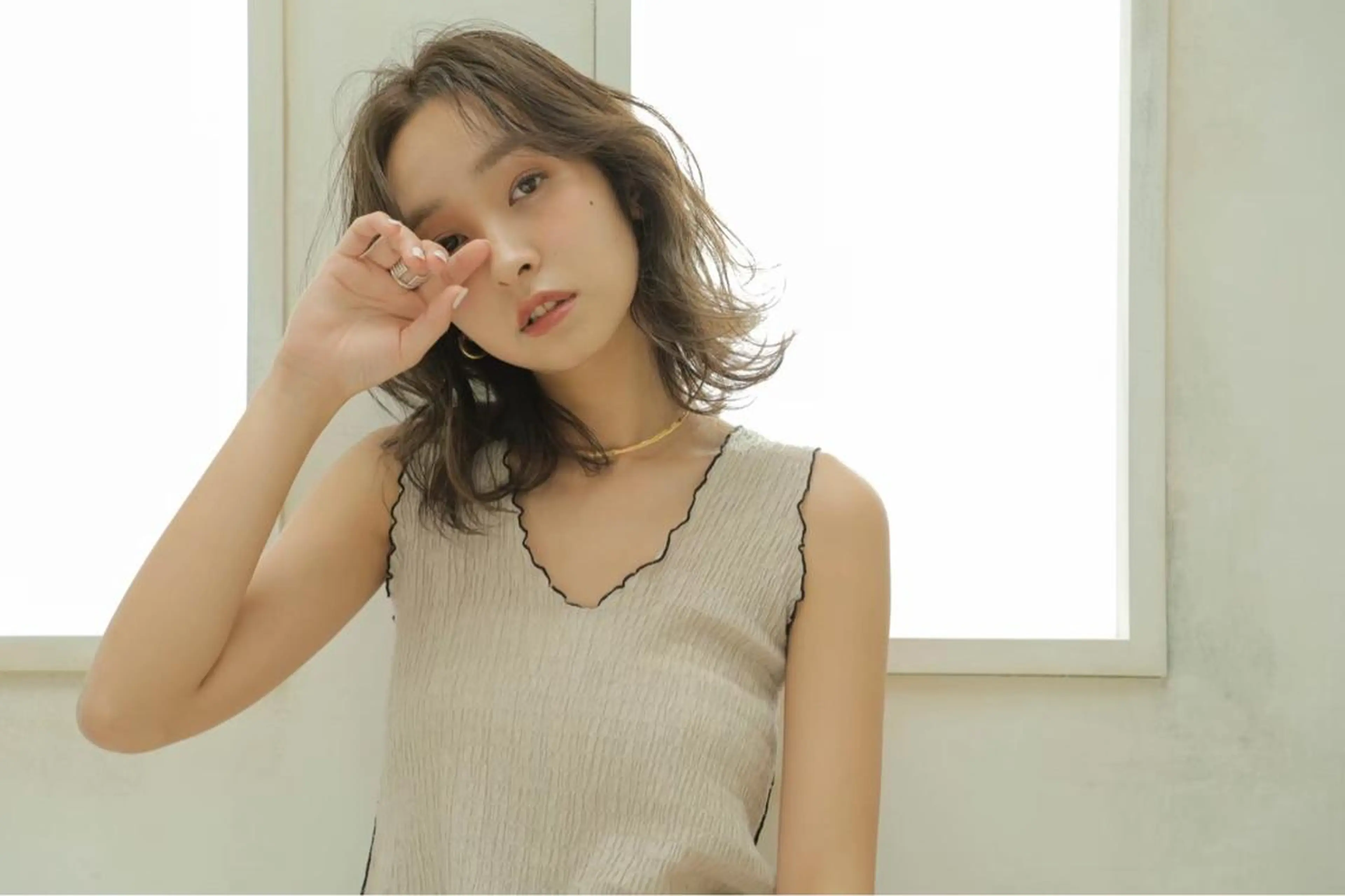 ミディアム 髪質改善/マツパ 垢抜け透明カラー衣笠のヘアスタイル