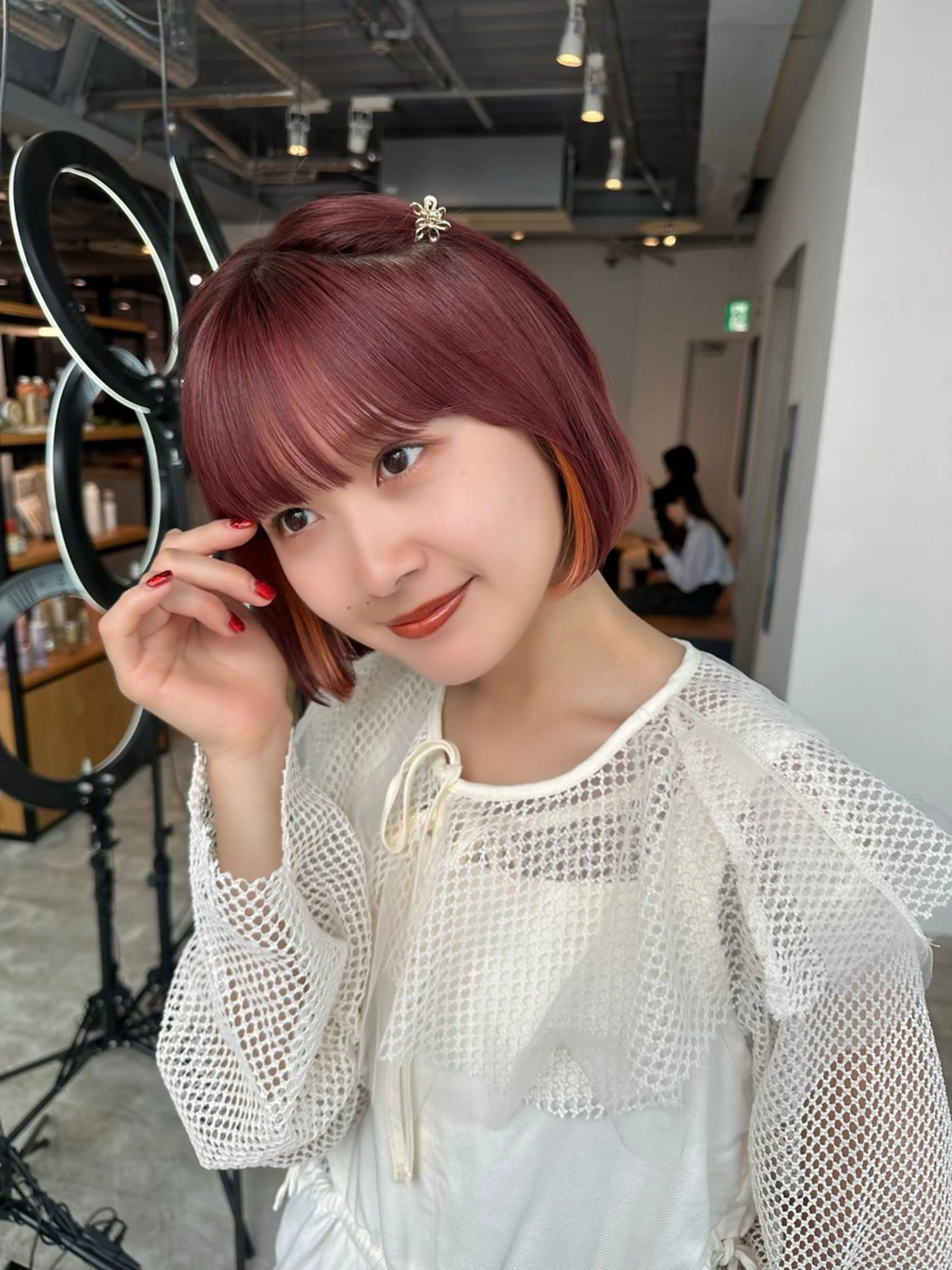 ミディアム 🌷モア 🌷暖色カラー・ボブのヘアスタイル