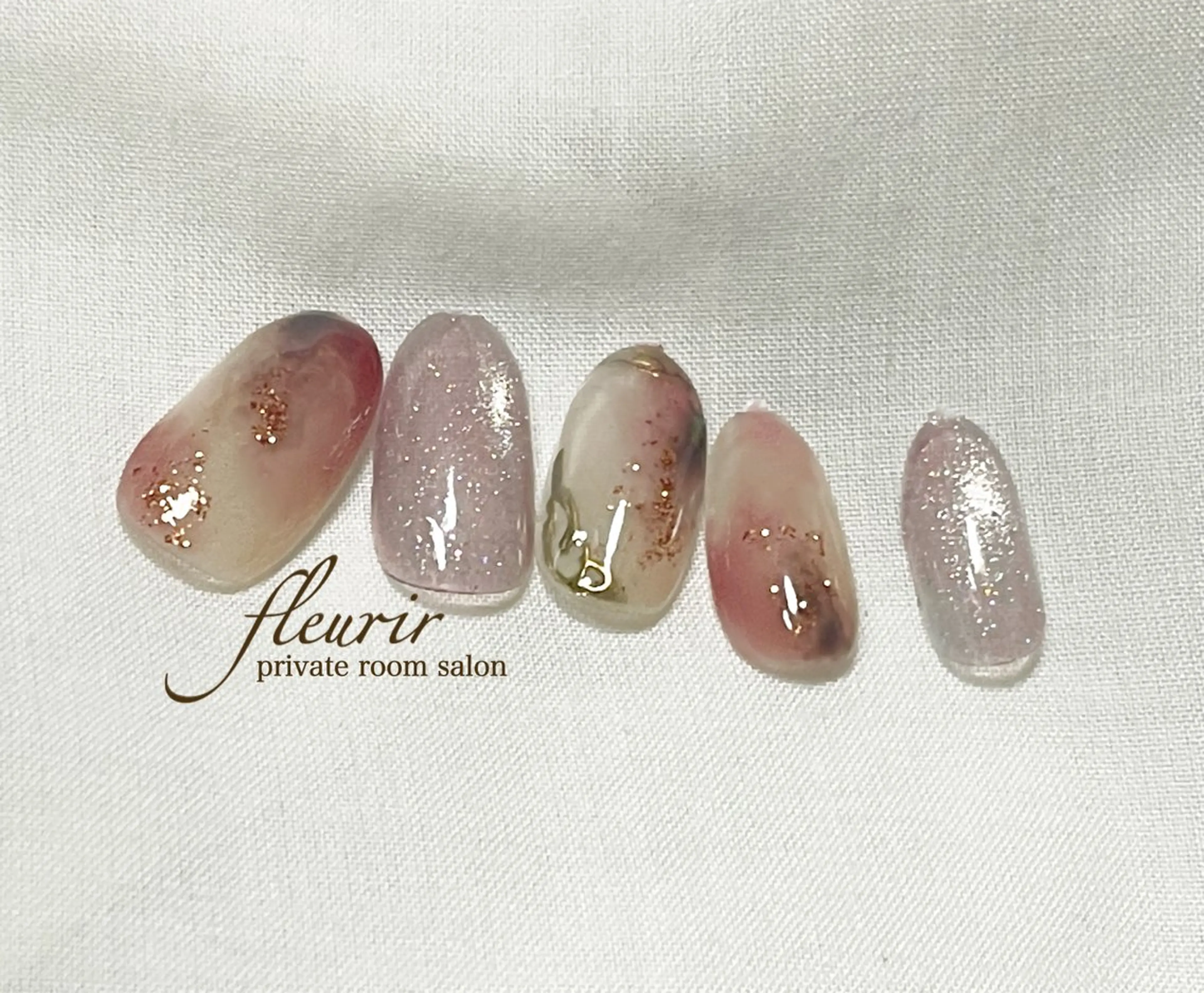 ネイル アートネイル オーロラネイル べっ甲ネイル ブラウン ゴールド ハンドネイル フルリール 【プライベートサロンのネイルデザイン