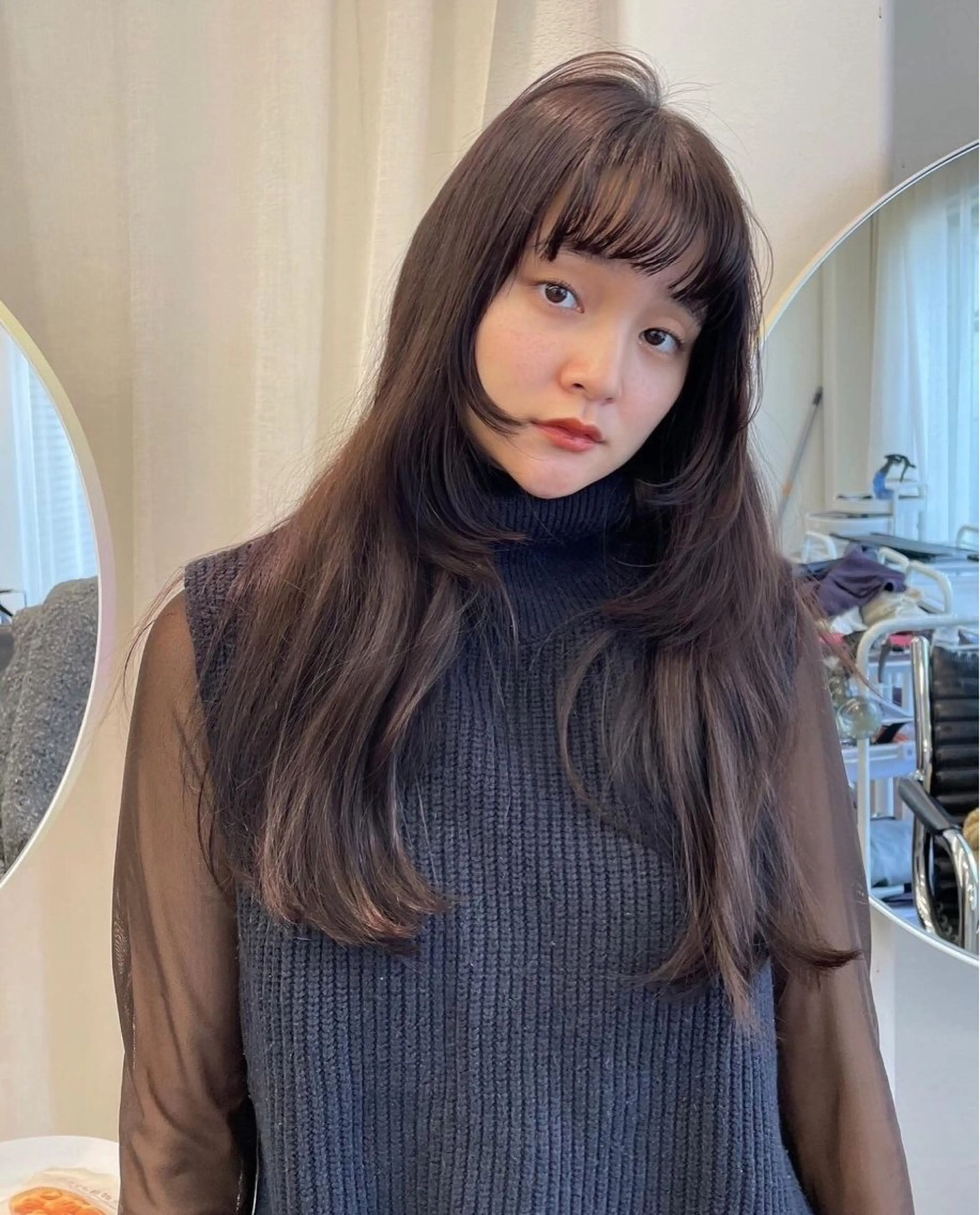 ロング カラー カット ヘアカラー トリートメント 🎀優姫 🎀  韓国レイヤーのヘアスタイル