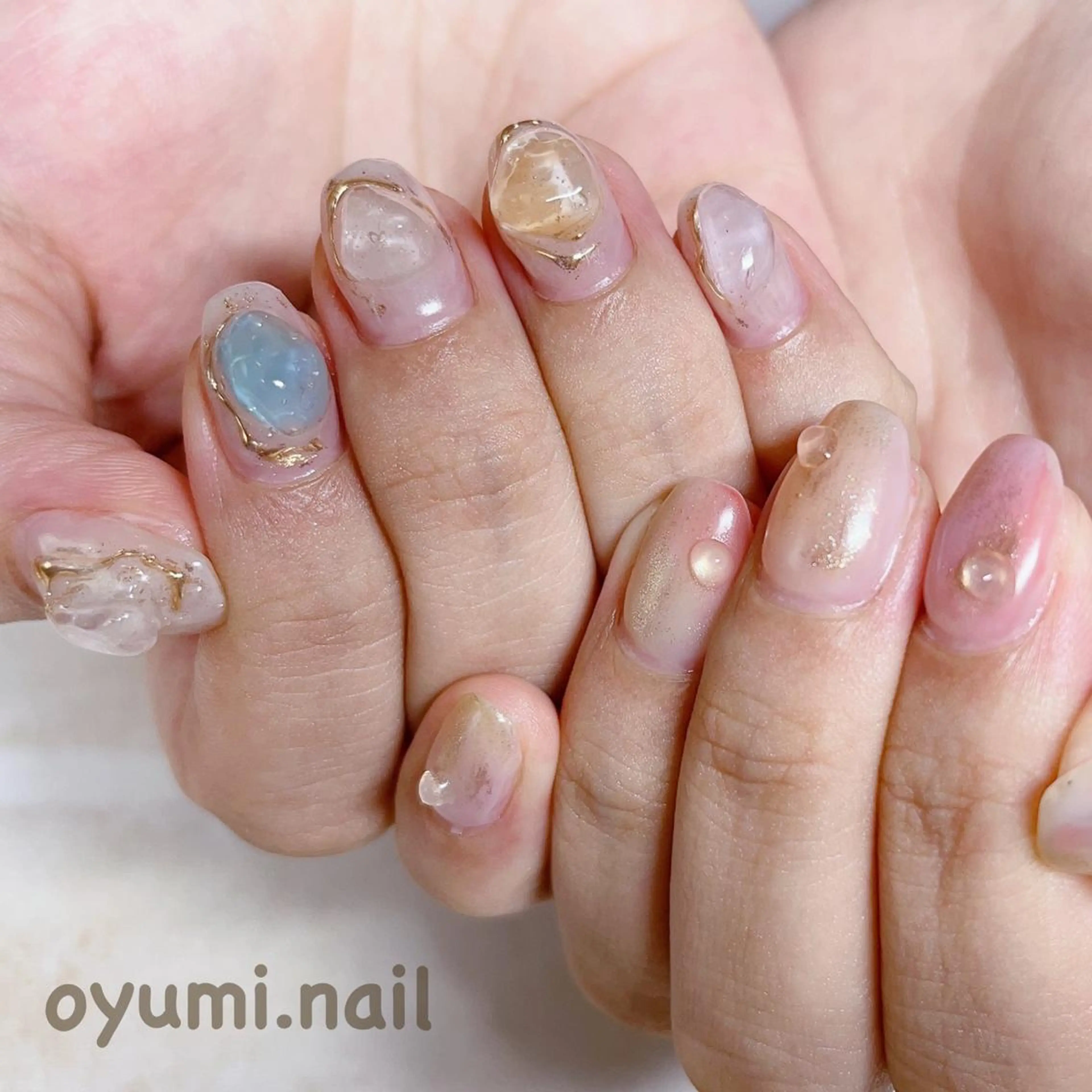 ネイル ミラーネイル ニュアンスネイル ストーンネイル ハンドネイル takanashi yumiのネイルデザイン